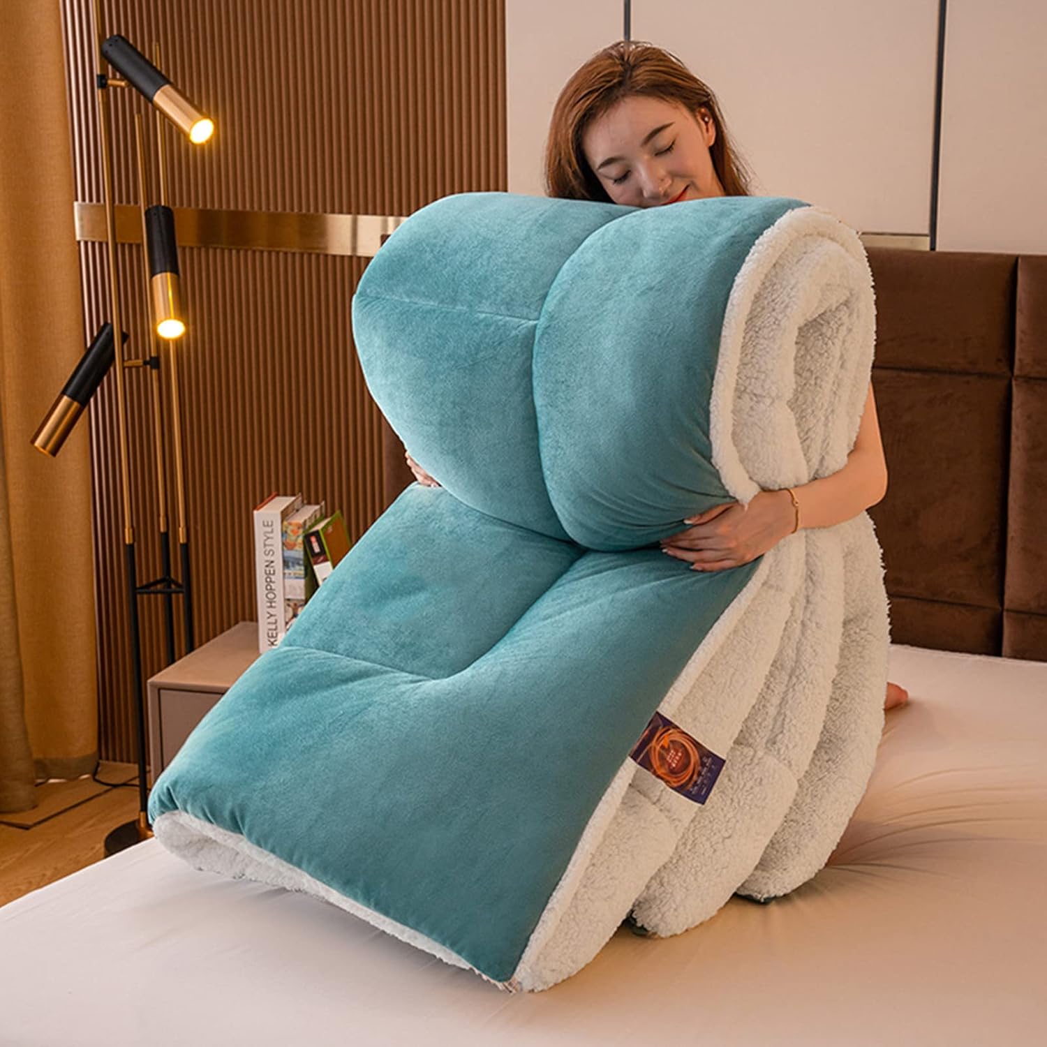 MHUQIA Edredón de plumón tamaño Queen de 78 x 90 pulgadas, edredón pesado tamaño matrimonial de invierno, edredón ergonómico de plumón de ganso para