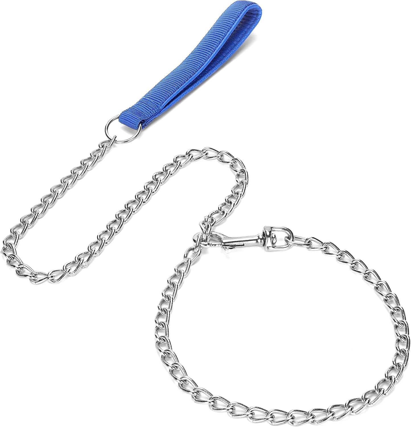 Cadena de metal resistente para perro, correa para perro a prueba de mordidas con mango suave para mascotas de tamaño grande de más de 50 libras (4