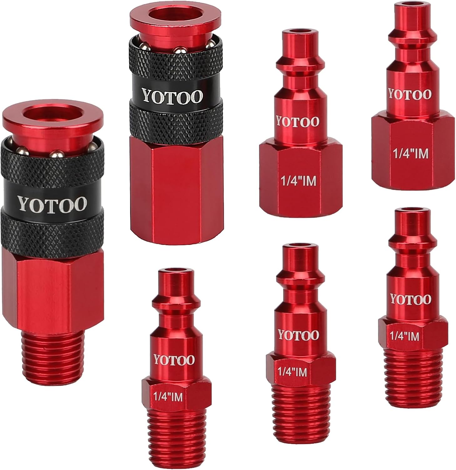 YOTOO Kit de acoplador y enchufe de aire universal de 7 piezas, accesorios de manguera de aire de conexión rápida, accesorios de aire de aluminio
