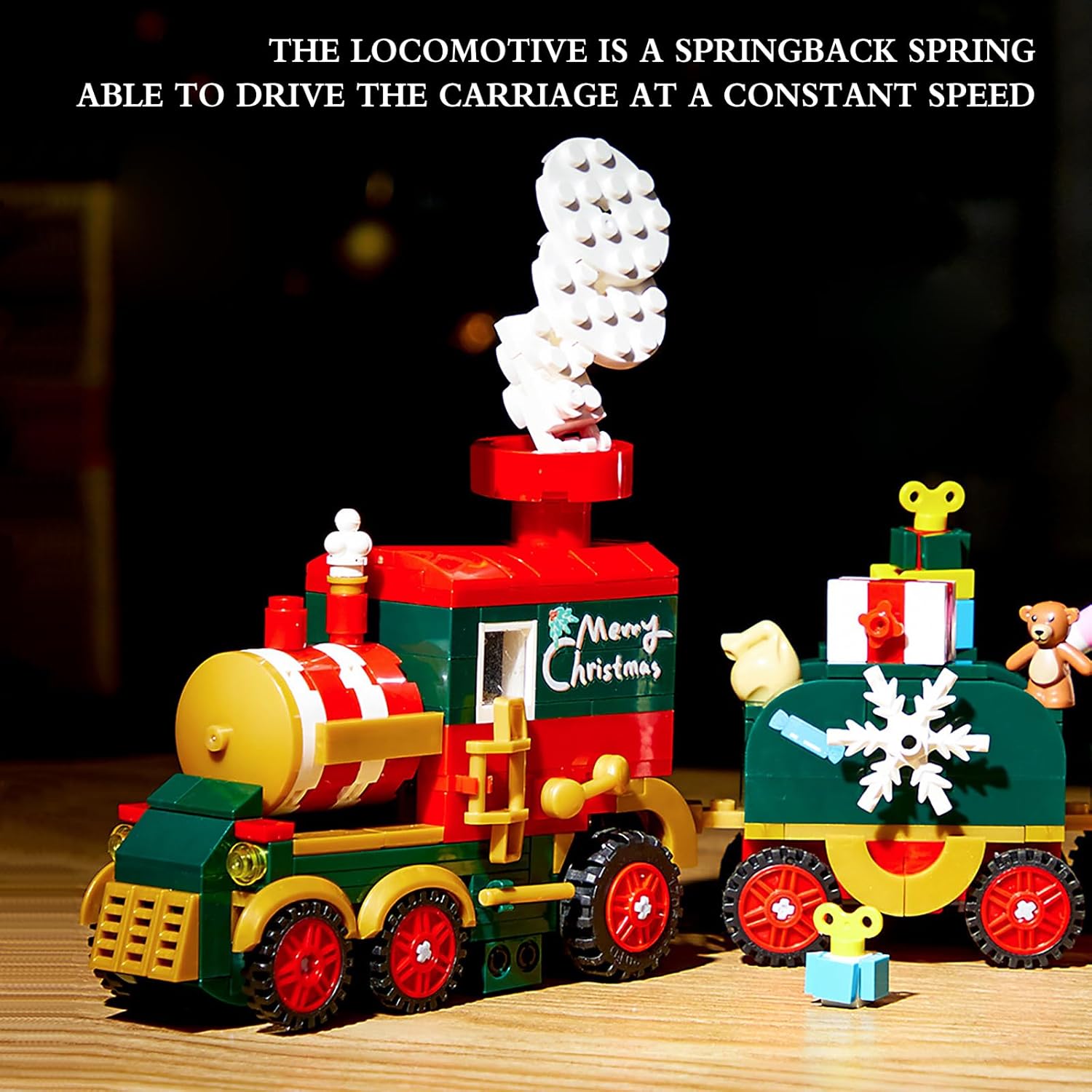 ZYLEGEN Kit de construcción de tren de Navidad, juego de tren de Navidad con muñeco de nieve, relleno de calcetín para niños, regalos de Navidad