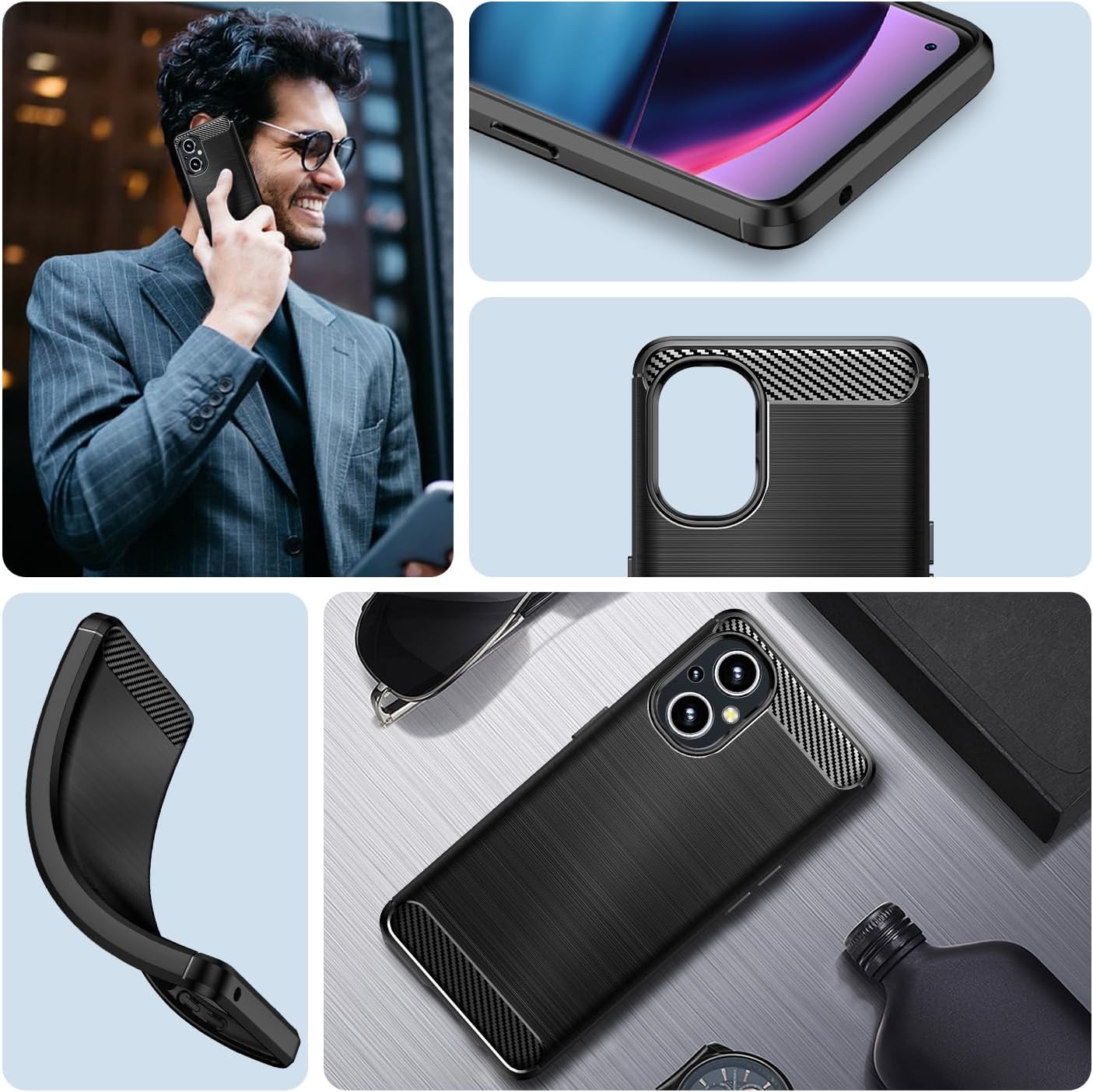 Funda compatible con OnePlus Nord N20 5GOppo A96 5GReno7 Z 5GReno8, funda de teléfono delgada con absorción de golpes, funda protectora de goma TPU