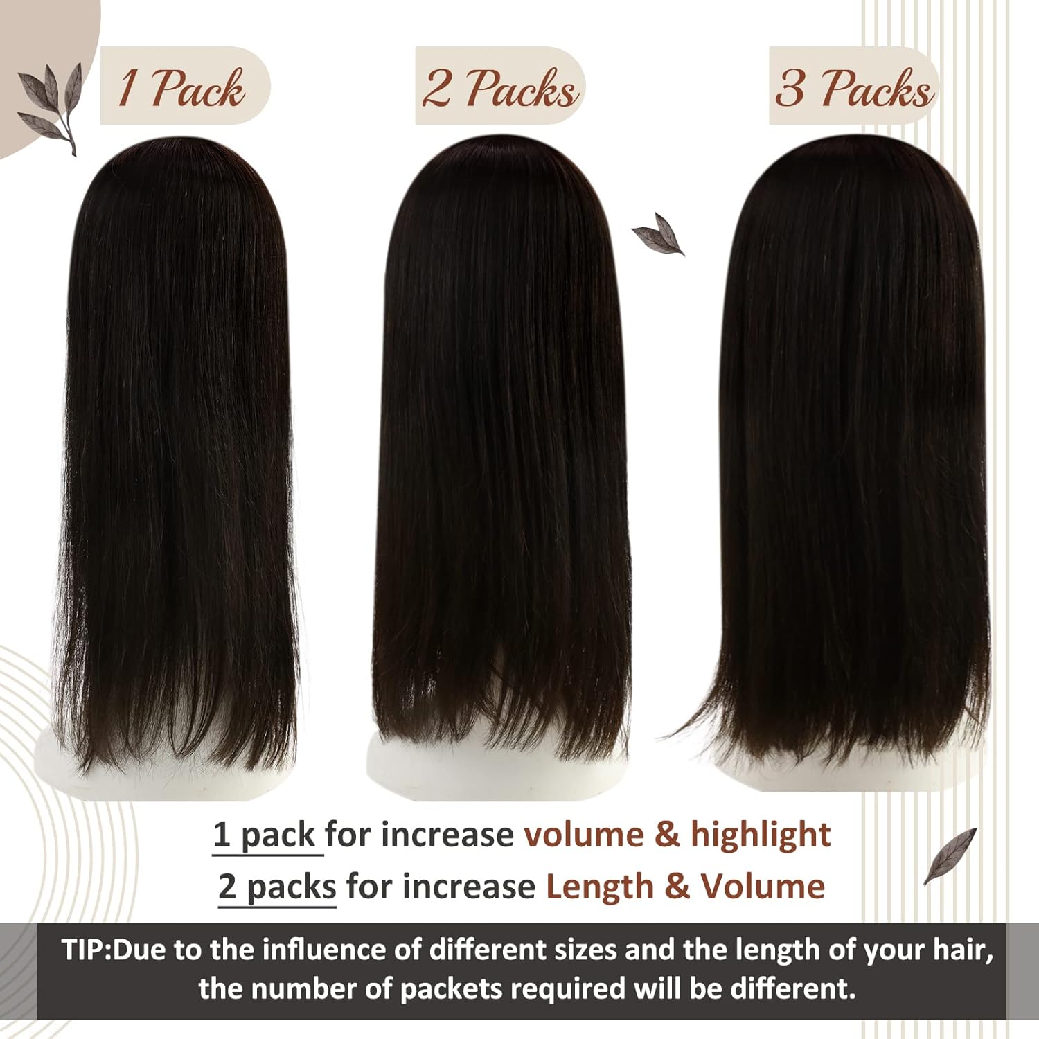 Full Shine – Extensiones de clip de cabello humano Remy – Extensiones invisibles doble capa – Castaño oscuro – 7piezas, 20pulgadas, 4.2onzas