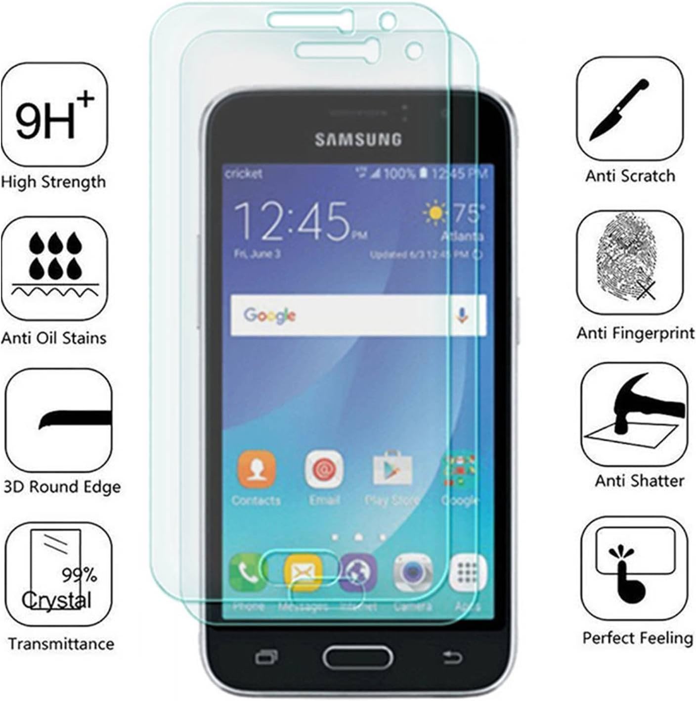 Protector de pantalla de vidrio templado para Samsung Galaxy J1 (2016)  Amp 2  Express 3  Luna 3 unidades BISEN