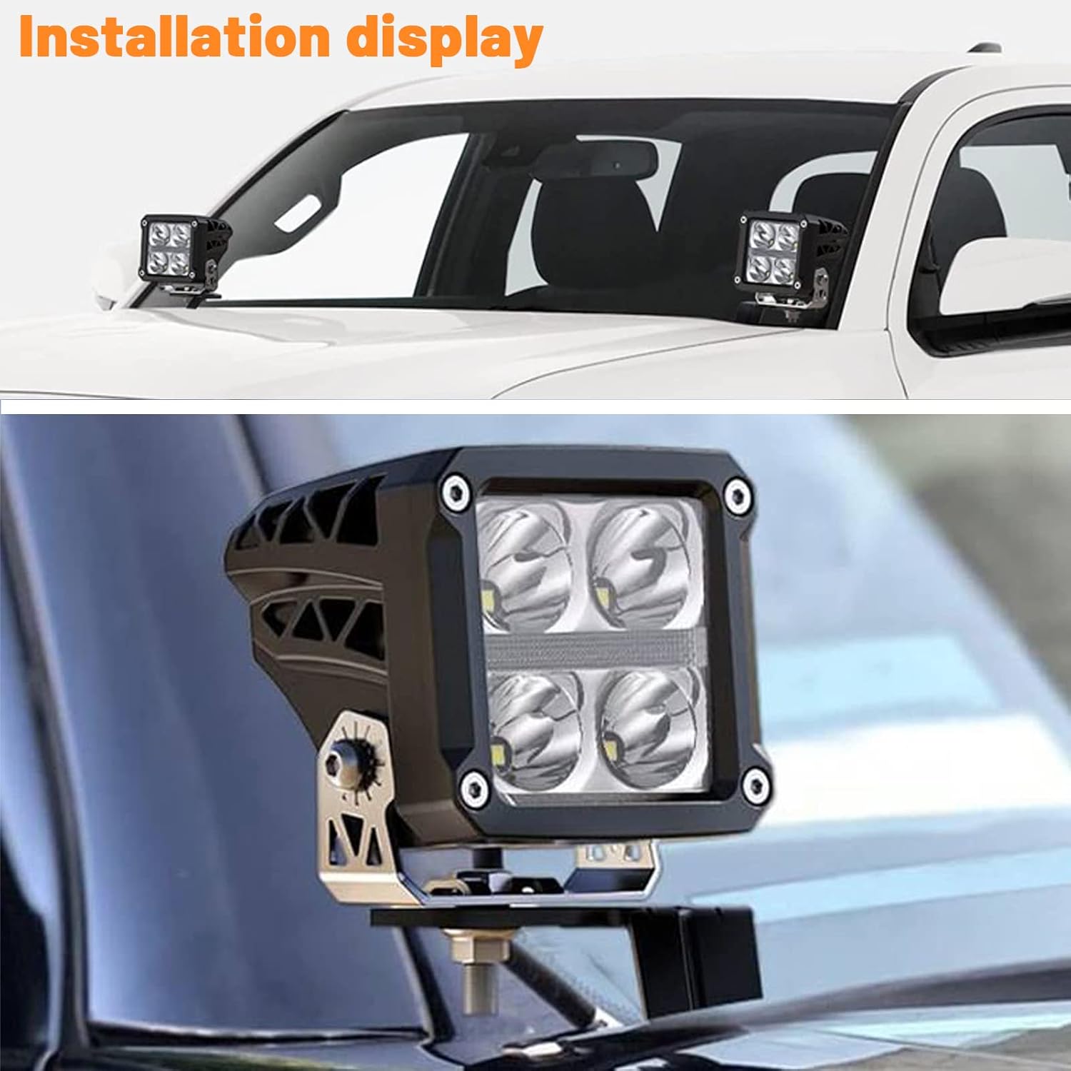 Kit de soporte de montaje de luz LED para bisagra de capó todoterreno, soportes de montaje de luz compatibles con Toyota Tacoma Truck 2016 2017 2018