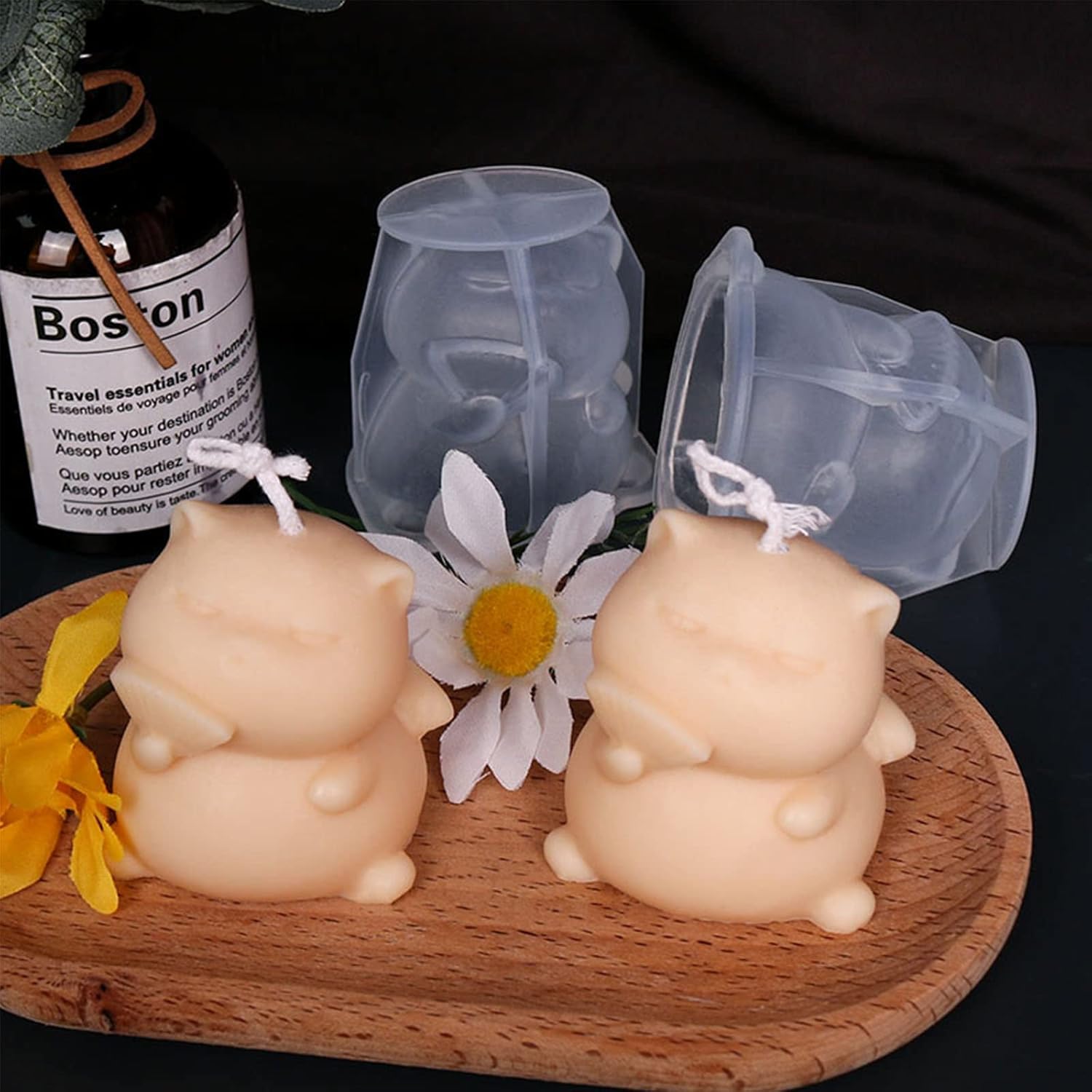 Fan-Holding Cat Cake Decoration Moulds DIY Chocolate Epoxy Mold Manual Candle Aromath Soap Molds for Decorations Fan-Holding Cat Soap Molds