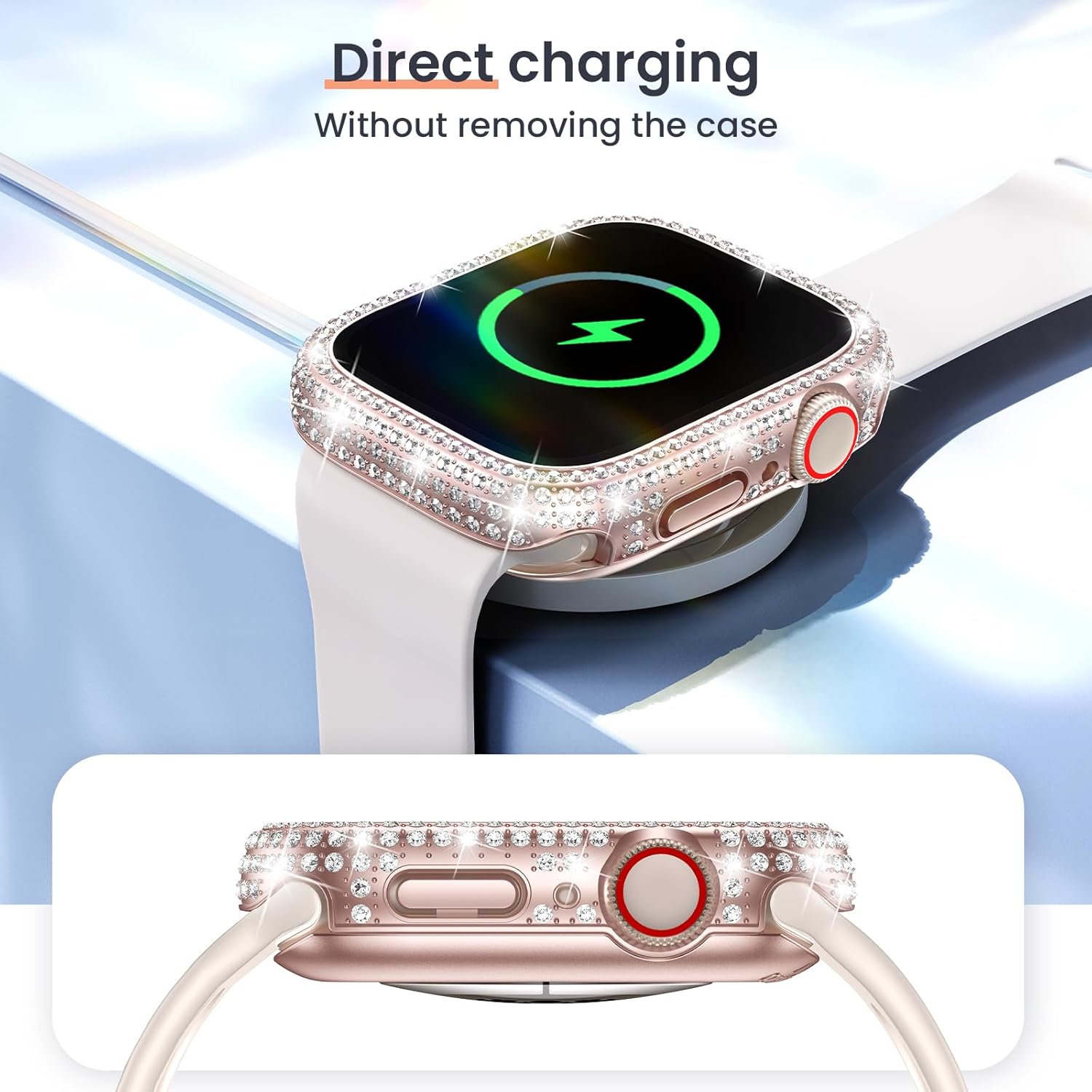 LETOID Funda protectora de pantalla impermeable brillante de 1.575 pulgadas para Apple Watch Series SE 6, 5, 4, 2 en 1, cubierta frontal y trasera,