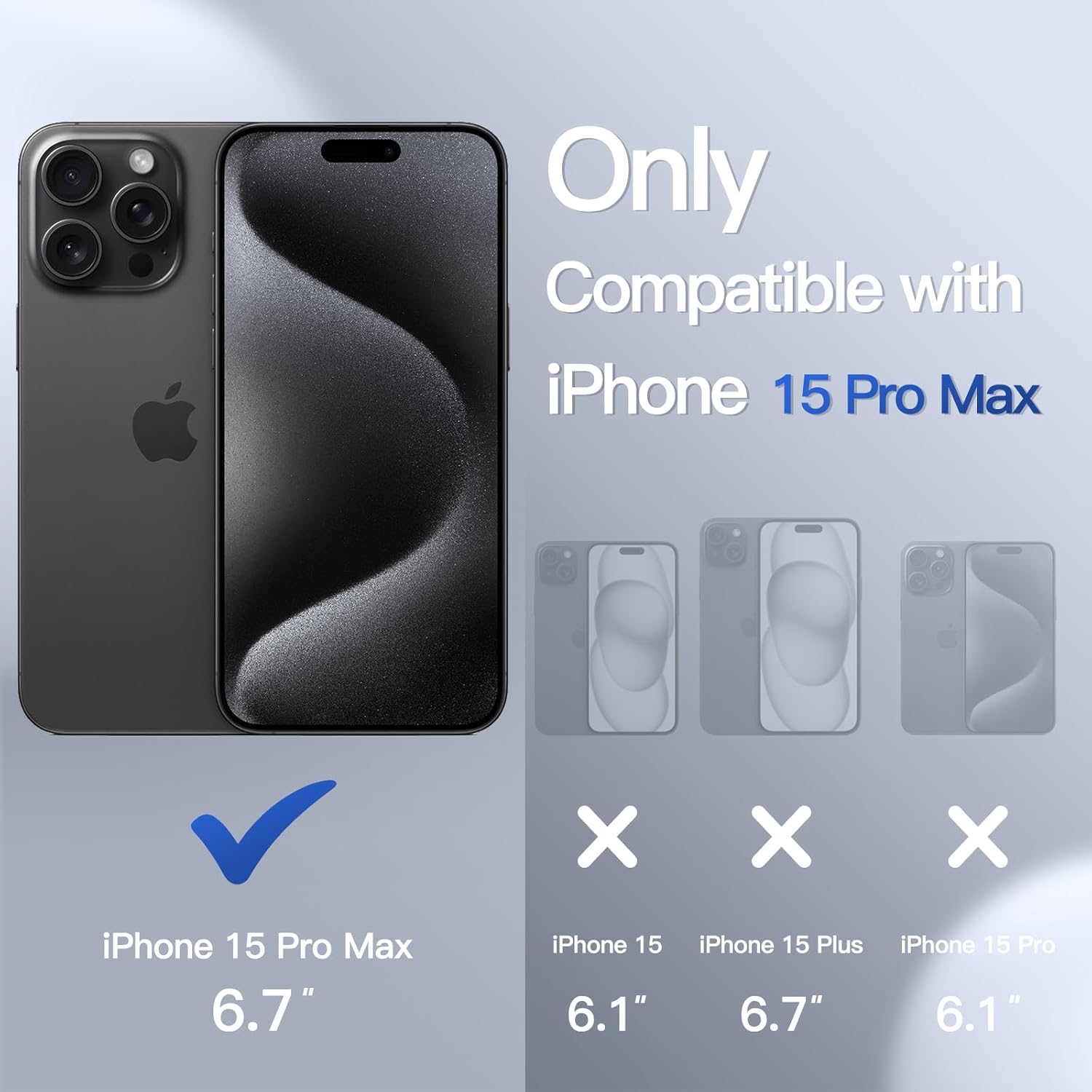 JETech Funda mate para iPhone 15 Pro Max de 6.7 pulgadas, a prueba de golpes, protección contra caídas de grado militar, cubierta trasera