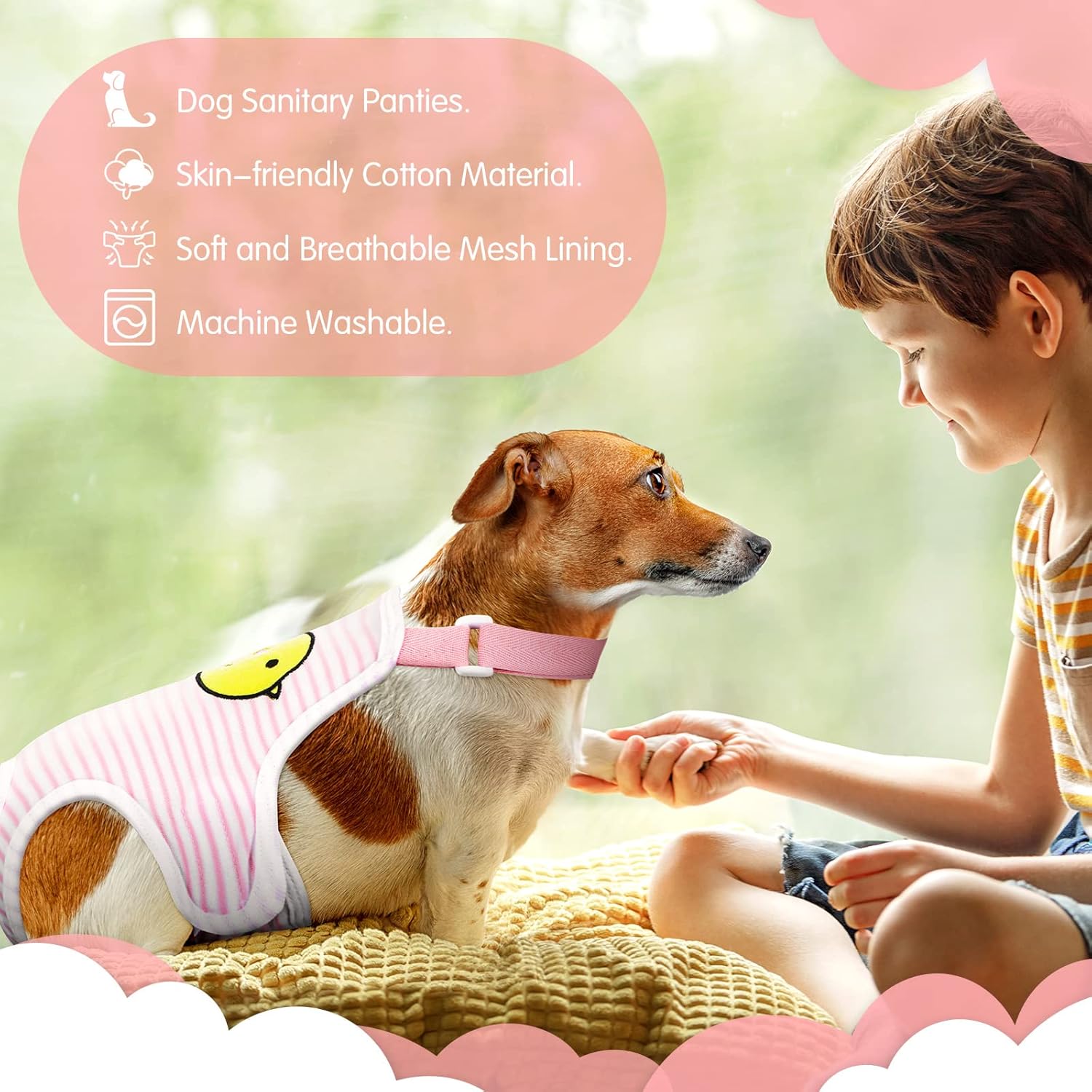 6 pañales para perro, bragas sanitarias a rayas con tirantes ajustables, lavables y reutilizables, ropa interior linda para perro, ropa interior