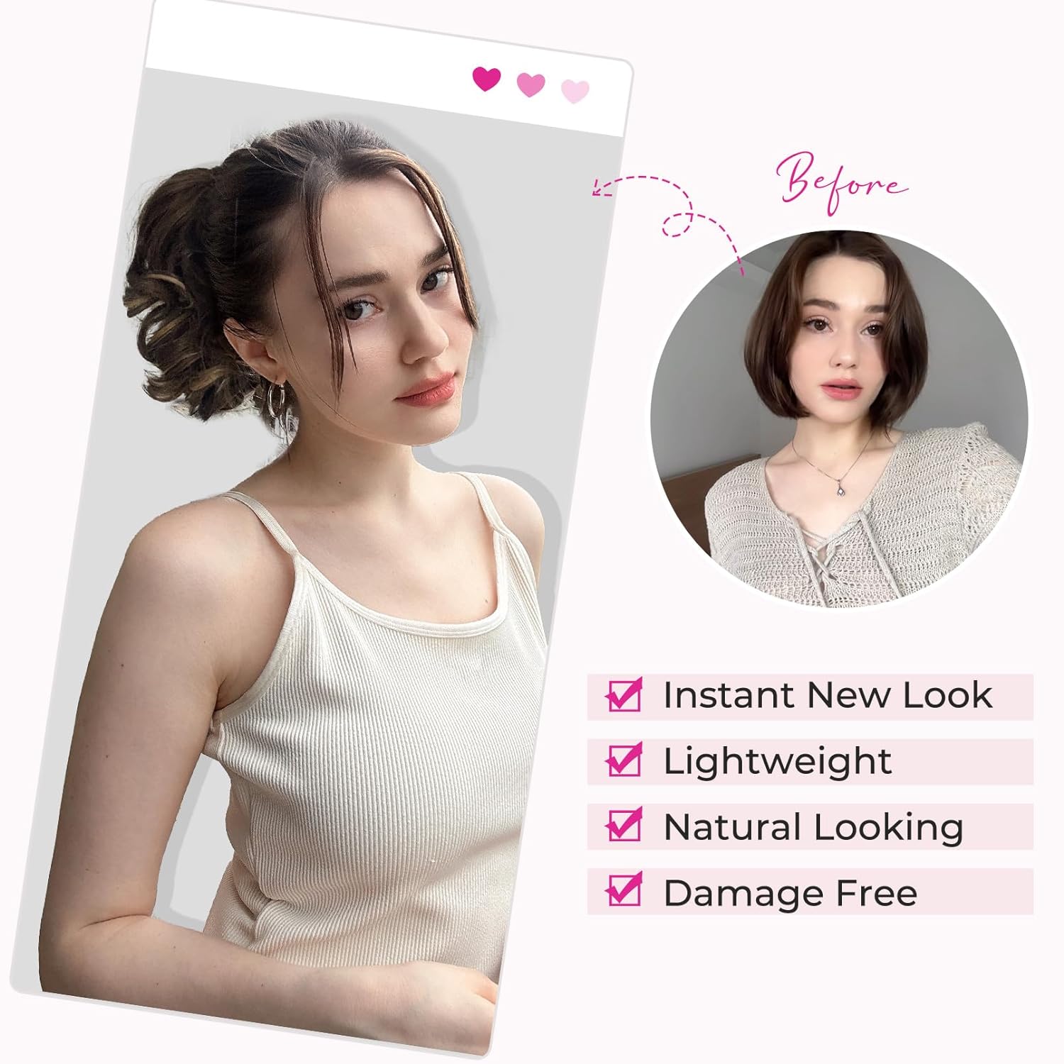 REECHO Extensión de cola de caballo corta de 9 pulgadas, clásica, suelta, rizada, ondulada, con clip, extensiones de cabello con cola de caballo