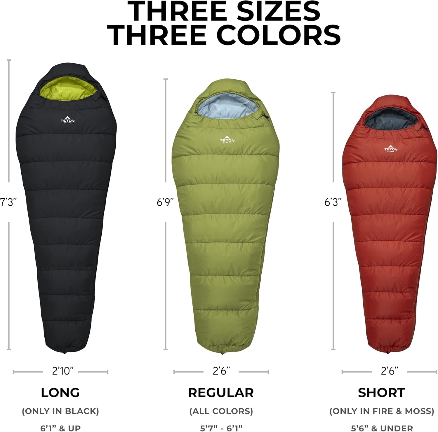 TETON Sports LEEF Saco de dormir ultraliviano, estilo momia, saco de compresión incluido.