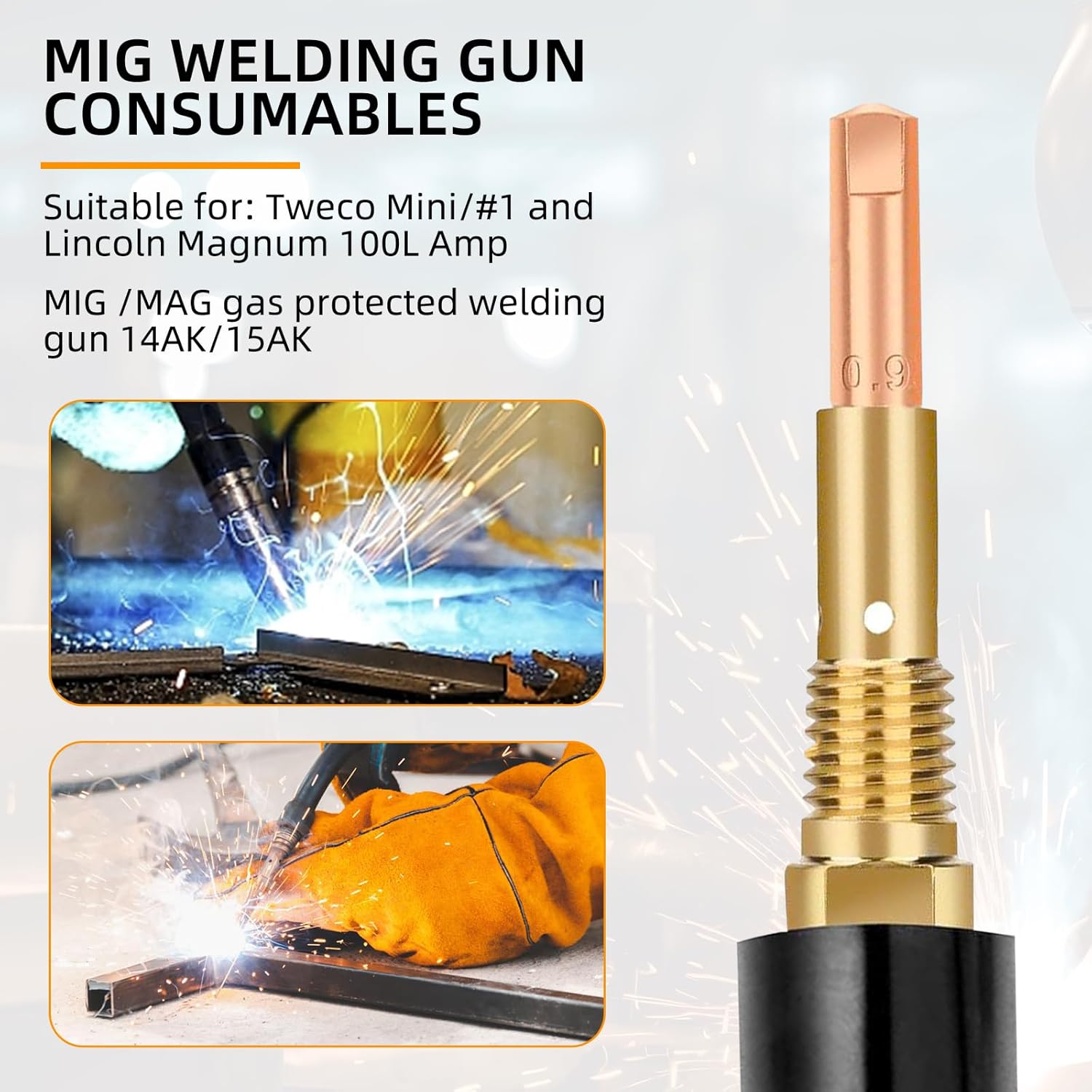 Puntas de soldadura Mig 11-30 (0.030 pulgadas) Punta de contacto de soldadura .030 pulgadas de repuesto para consumibles de pistola de soldadura MIG