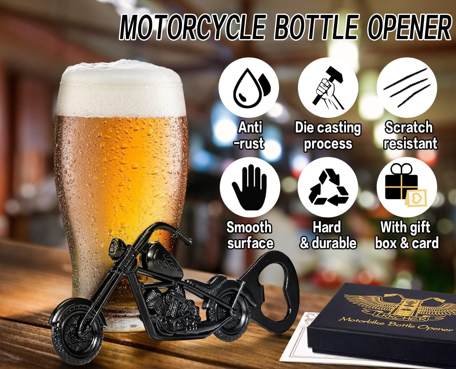 LKKCHER Abrebotellas de cerveza para motocicleta, regalos para hombre para cumpleaños, día del padre, ideas de regalo de Navidad para hombres,