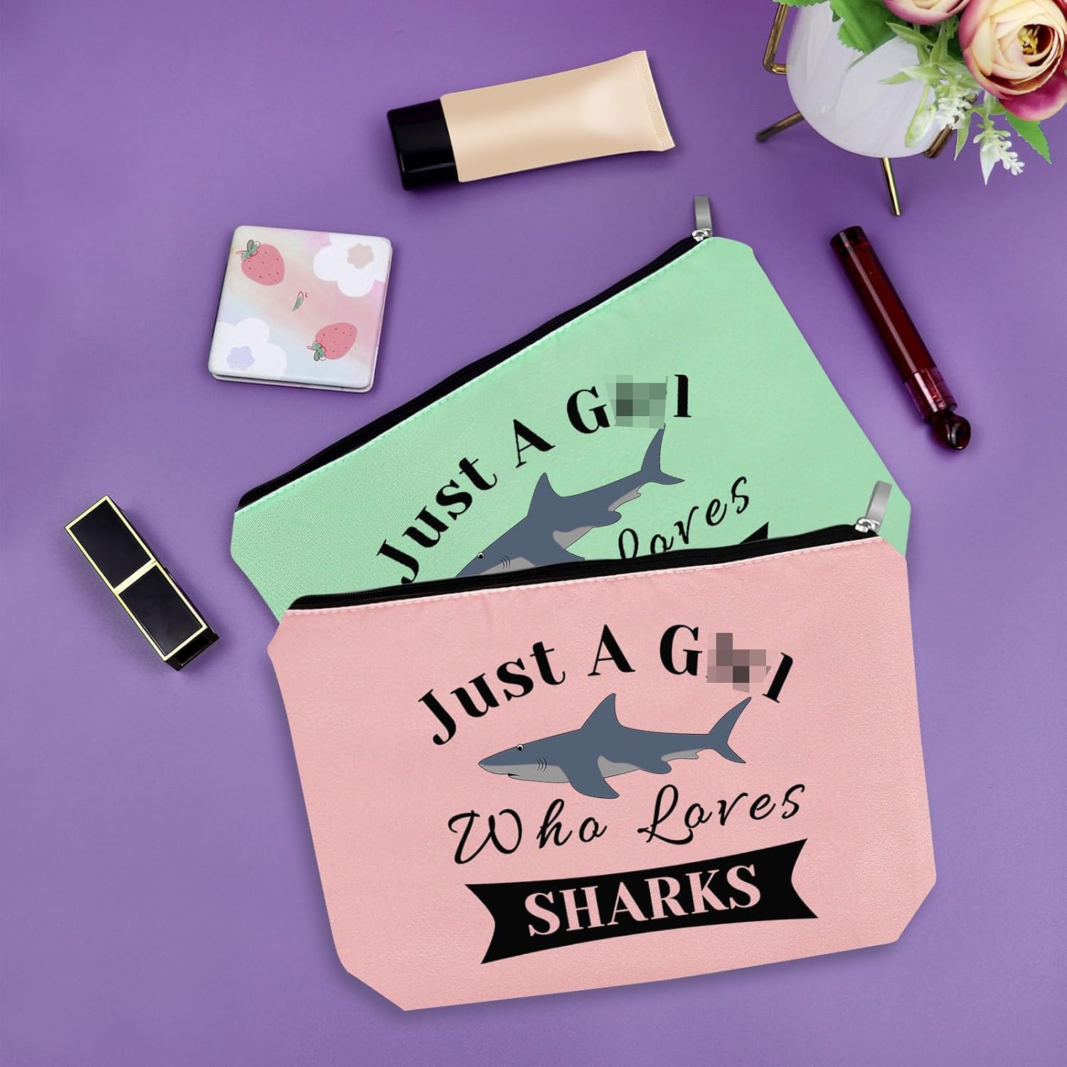 Regalos de tiburones para los amantes de los tiburones bolsa, Verde & Rosa