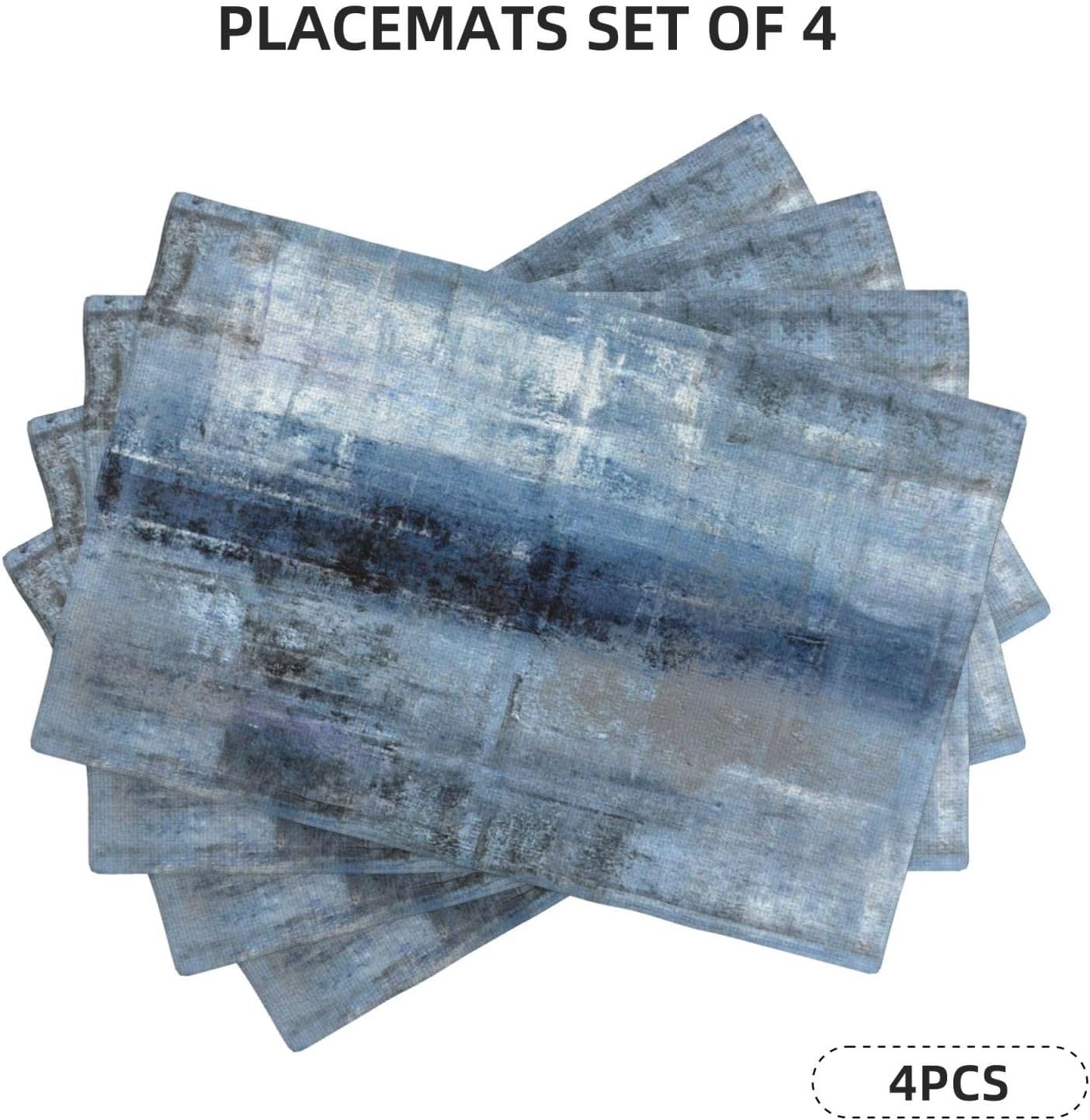 Juego de 4 manteles individuales de pintura abstracta de lino lavables para decoración de mesa de comedor de cocina y comedor