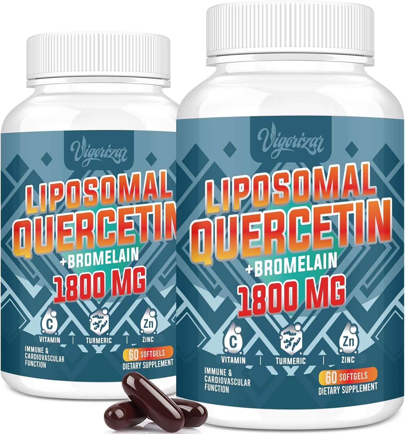 1600 MG Liposomal Quercetin Phytosome, 20X Higher Absorption, Quercetin with Bromelain, Zinc & Vitamin C, Quercetin Supplement for Immunity, Normal