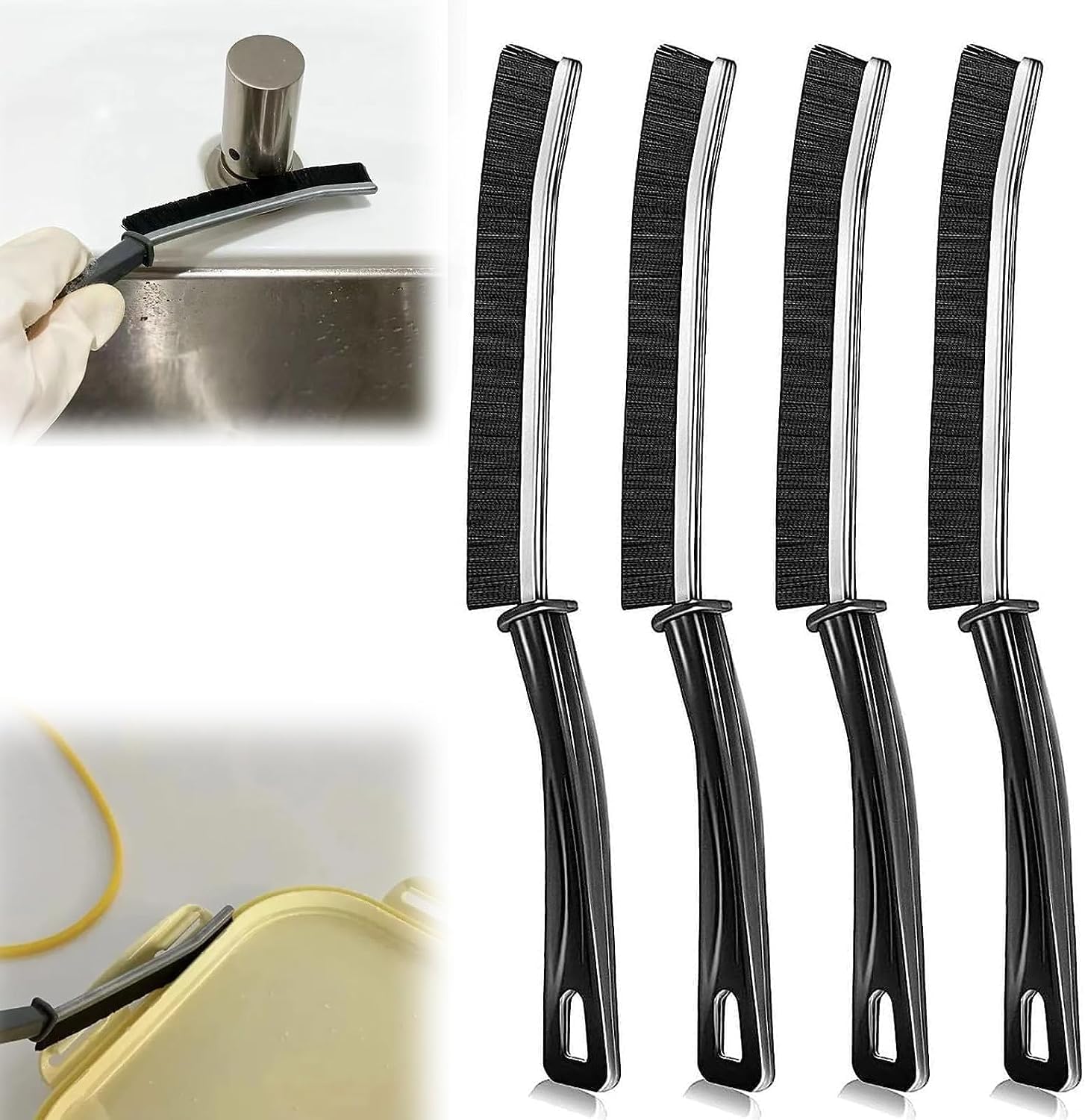 Cepillo de limpieza de hendiduras de cerdas duras, cepillo de limpieza para huecos, cepillo de limpieza de huecos de baño, cepillo de limpieza súper
