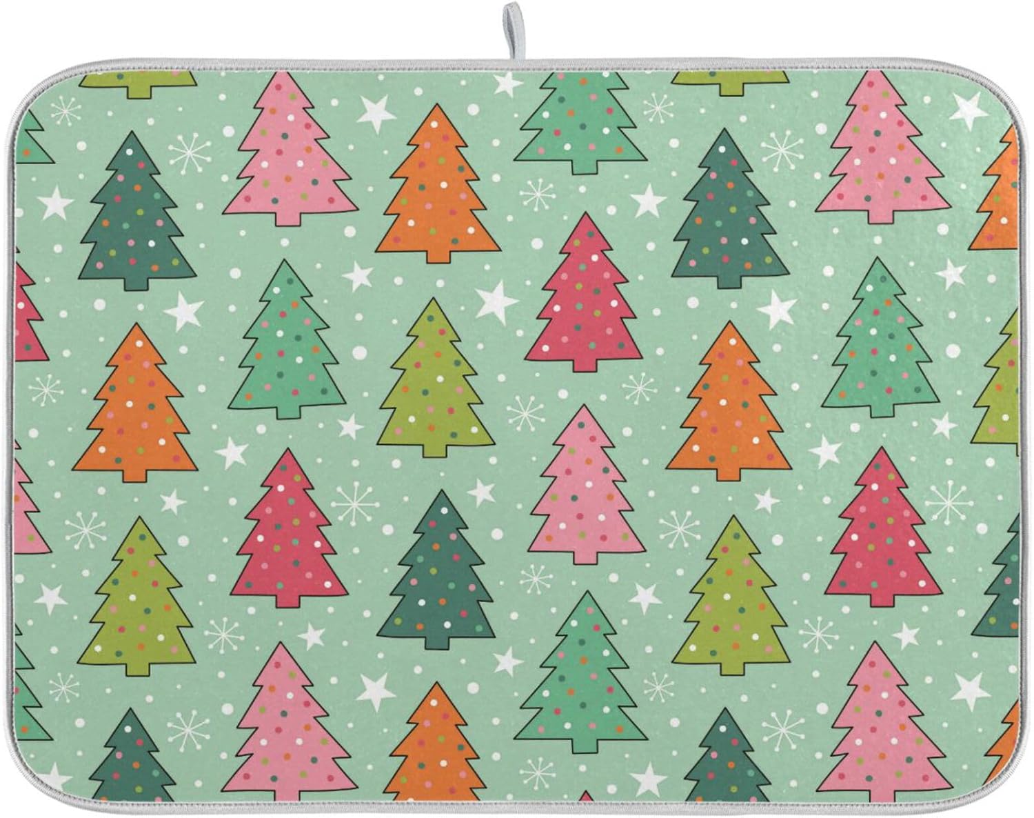Colorful Pine Tree Drying Dish Mat Washnable Absorbent Dish Draining Mat For Kitchen Counter Dish Rack Matt Tapete Para Cocina 16” x 18”