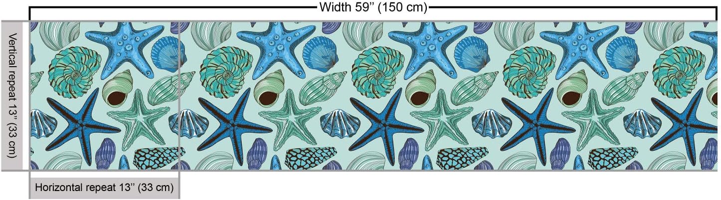 Ambesonne The Yard, tela de estrella de mar, composición inspirada en acuarios, conchas y vieiras tropicales, berberechos y almejas, tela decorativa