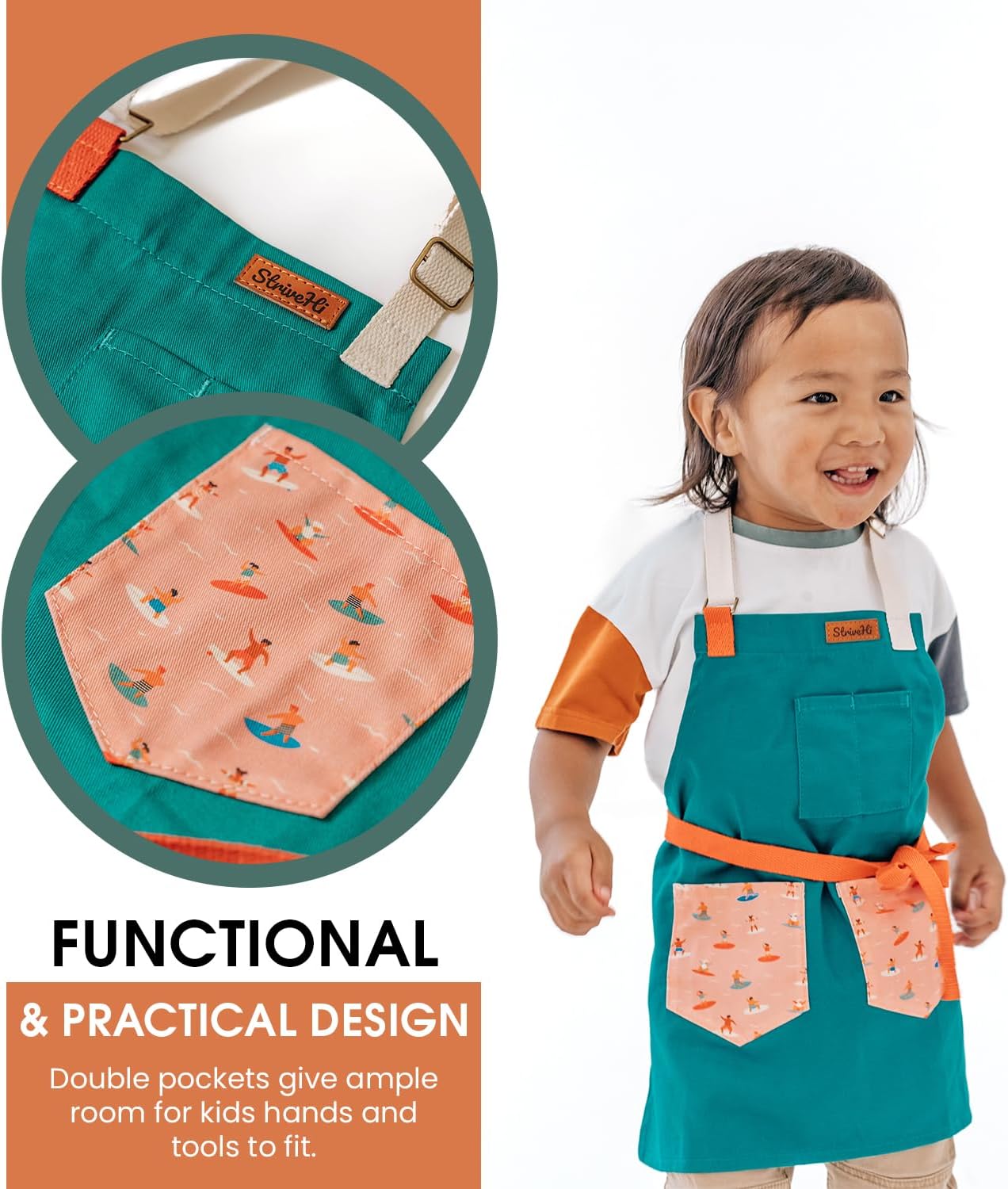 Kids Apron  Ocean Inspired Custom Kids Aprons for Cooking  Durable Cotton Apron for Kids wStraps  Kids Painting Aprons