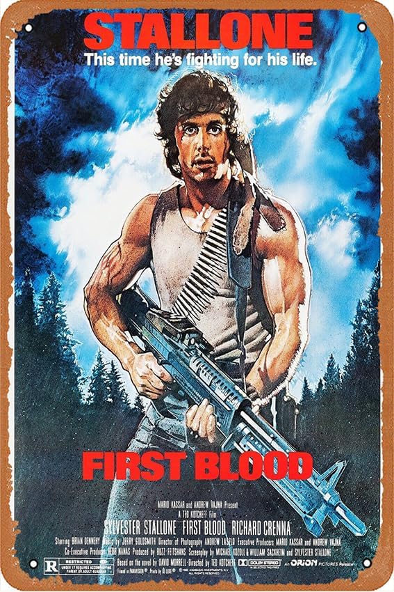 Rambo – Póster de la película First Blood 2008, letrero de metal retro de hojalata para pared, arte de pared para el hogar, letrero de lata de