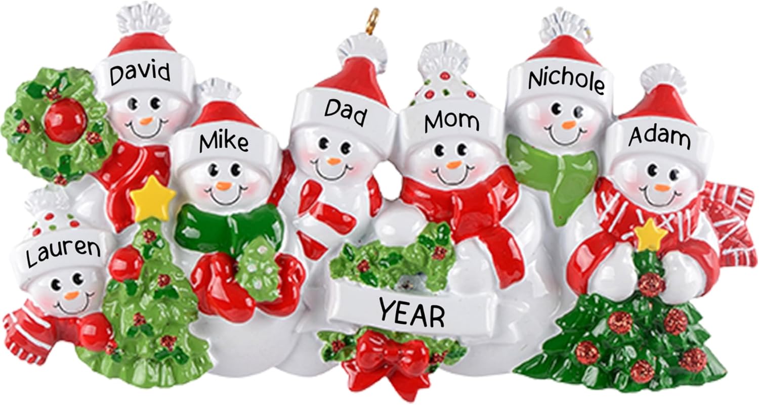 Adornos de Navidad familiares personalizados 2023  Personalización rápida y gratuita las 24 horas  Familia de 7 muñecos de nieve con nombre, viene