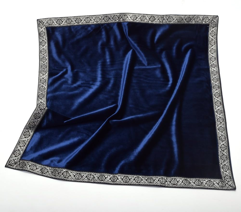 BLESSUME Mantel cuadrado de terciopelo con tarot y bolsa azul oscuro