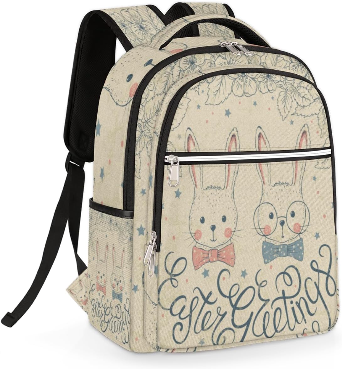 Aglebo Smart Bunny Travel Laptop Backpack for Women Lightweight Laptop Bag Fits 15.6 inch Laptop Durable Travel Backpack Casual Daypack for Work