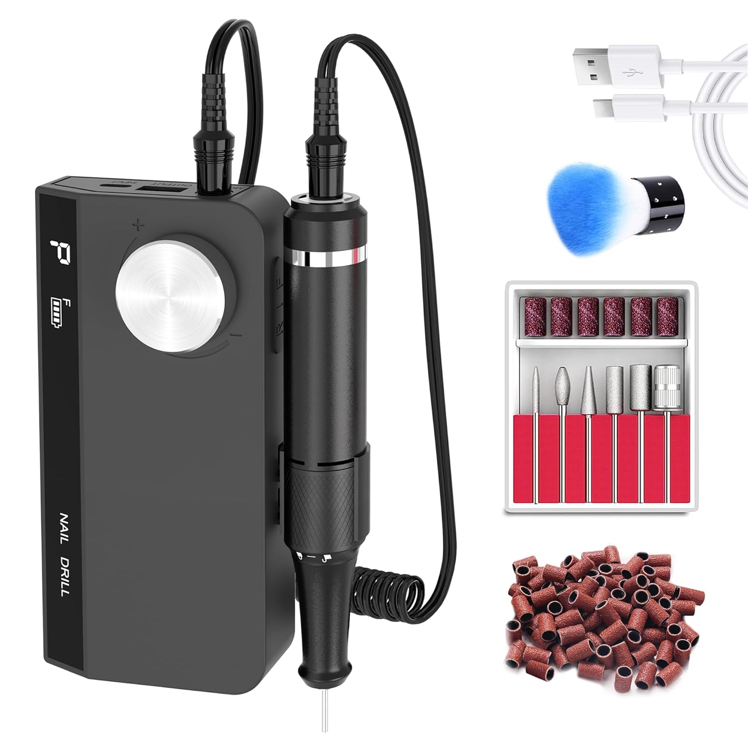 Taladro de uñas profesional, kit eléctrico de uñas de gel acrílico, lima E portátil, 35000 rpm, recargable, manicura, pedicura, herramientas de