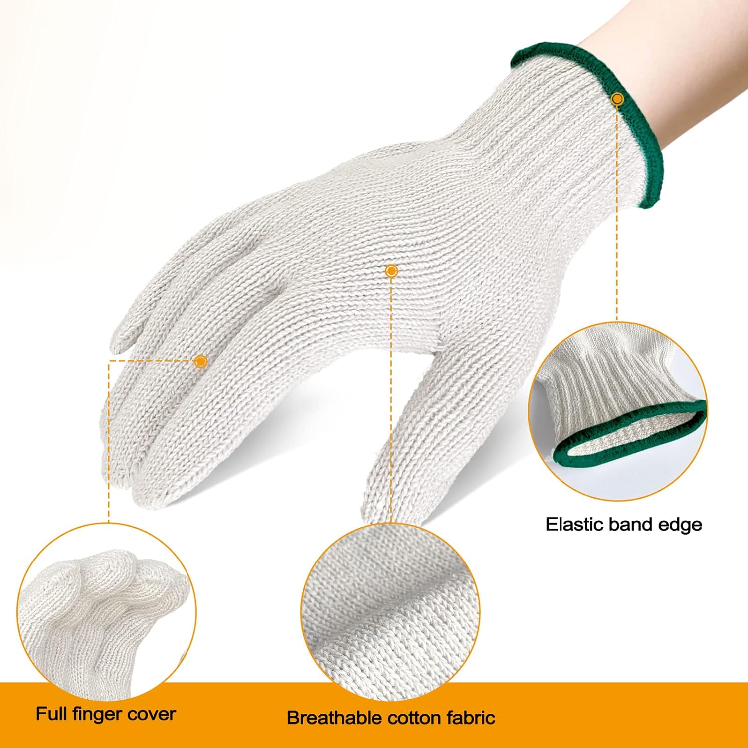 12 pares de guantes de algodón para barbacoas, cocinar, asar a la parrilla, manipulación de alimentos, guantes de trabajo de seguridad para guardar