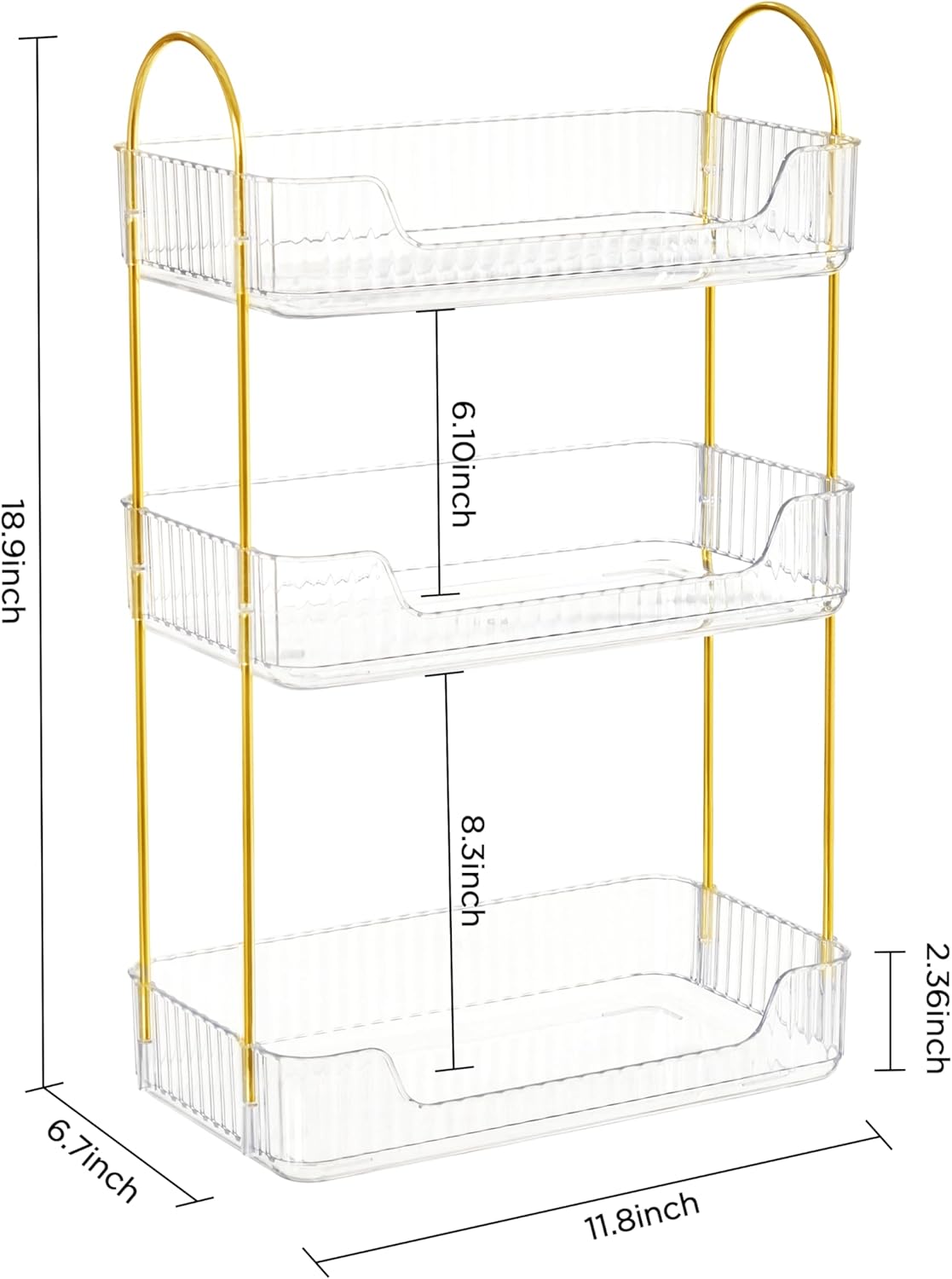 HBlife Organizador de baño de 3 niveles, organizador de maquillaje, bandeja de perfume, organizador de cuidado de la piel para baño, tocador,