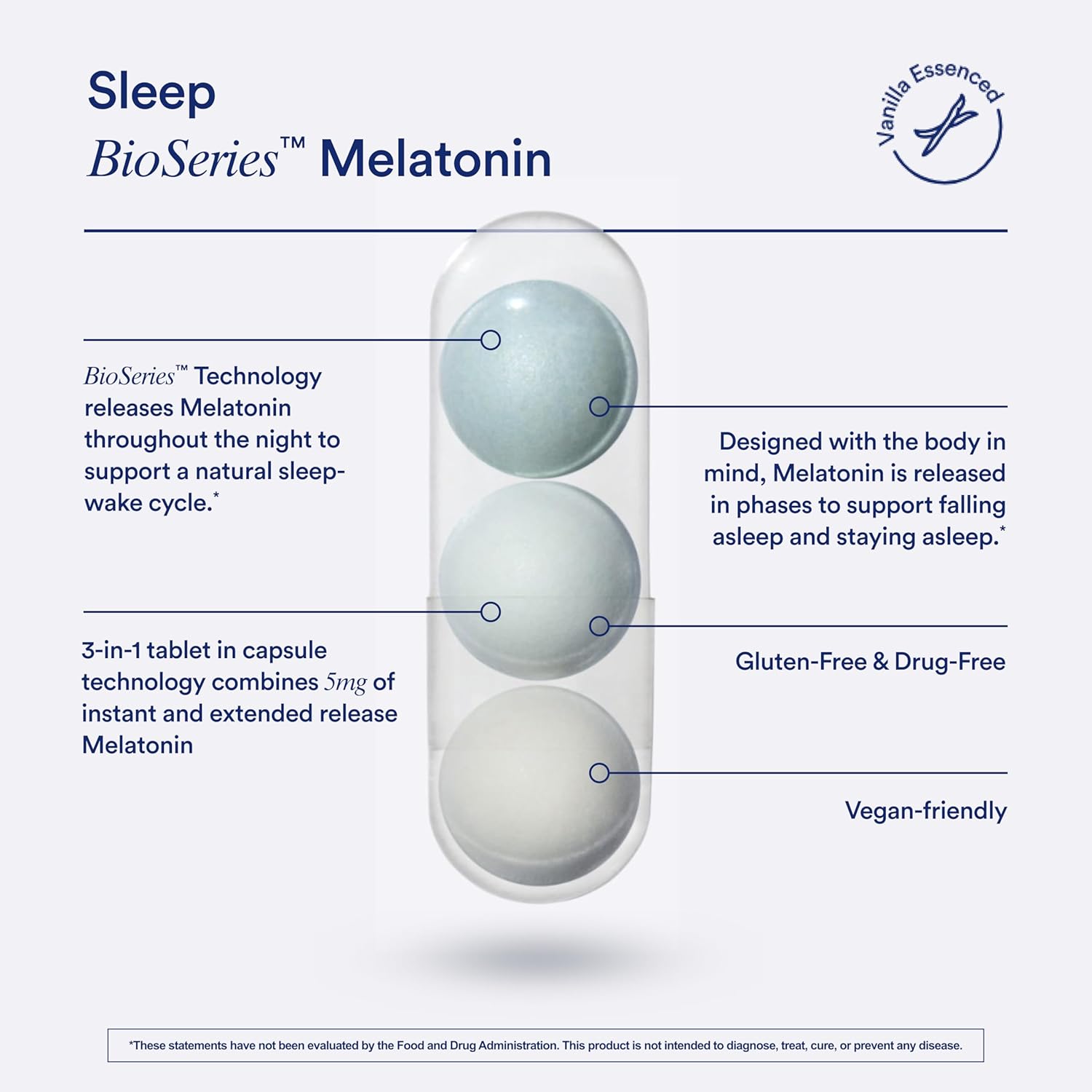 Ritual Sleep BioSeries Melatonina ayuda para dormir para adultos, suplemento para dormir con cápsulas liberadas por el tiempo, vitaminas para dormir
