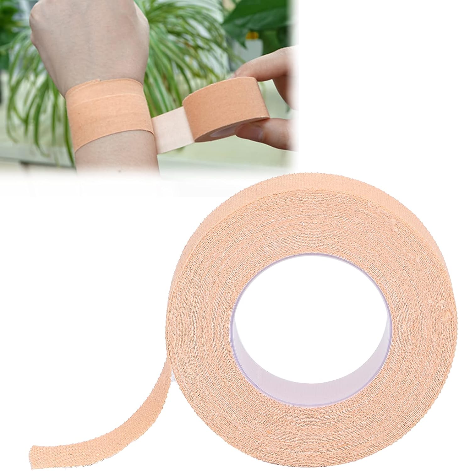 Cinta autoadhesiva, vendaje adhesivo color piel transpirable cinta quirúrgica para el cuidado de heridas deportes (0.5 in x 16.4 ft)