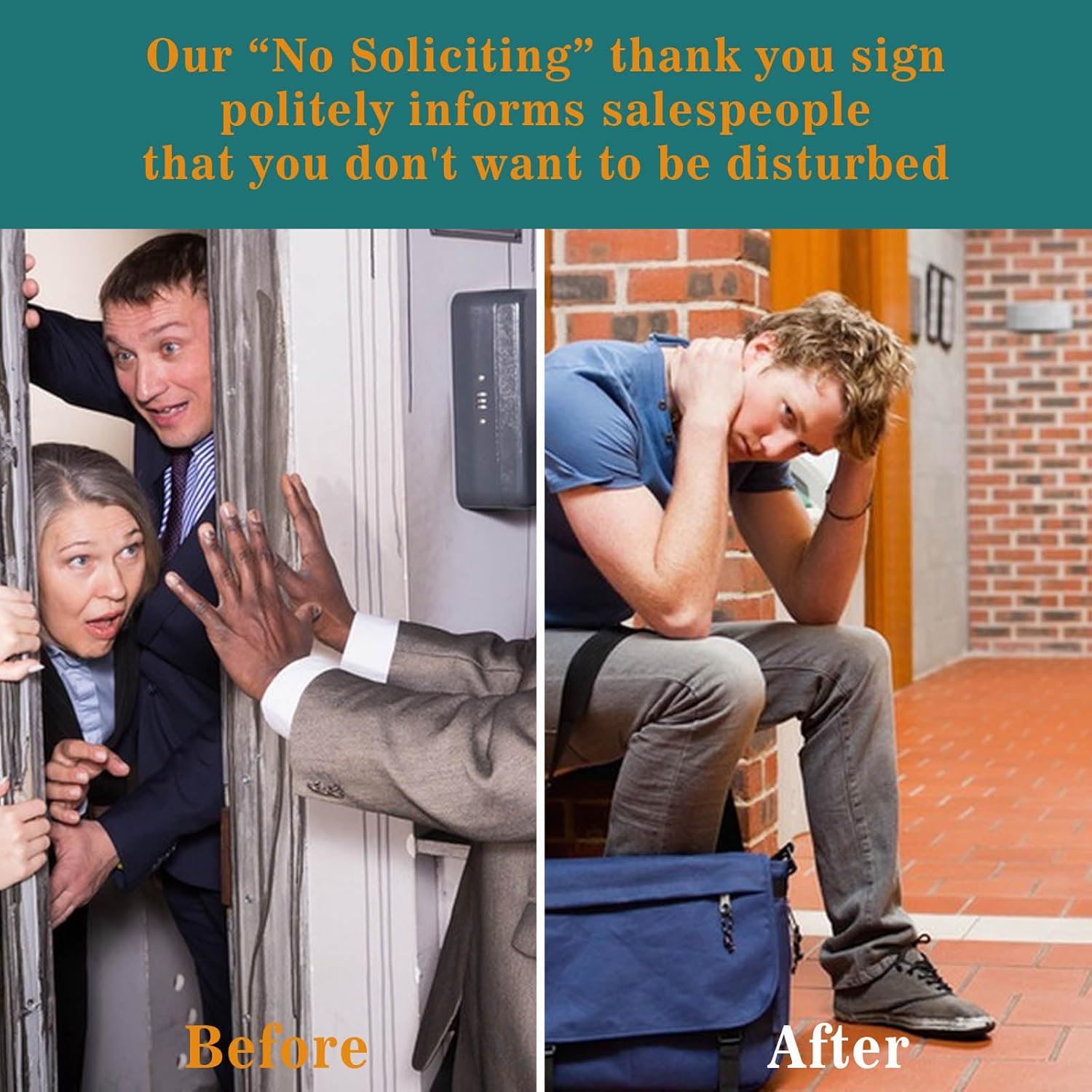 Letrero pequeño de No Soliciting para casa, 6 piezas de letrero de no solicitud, resistente a la intemperie con calcomanías que brillan en la