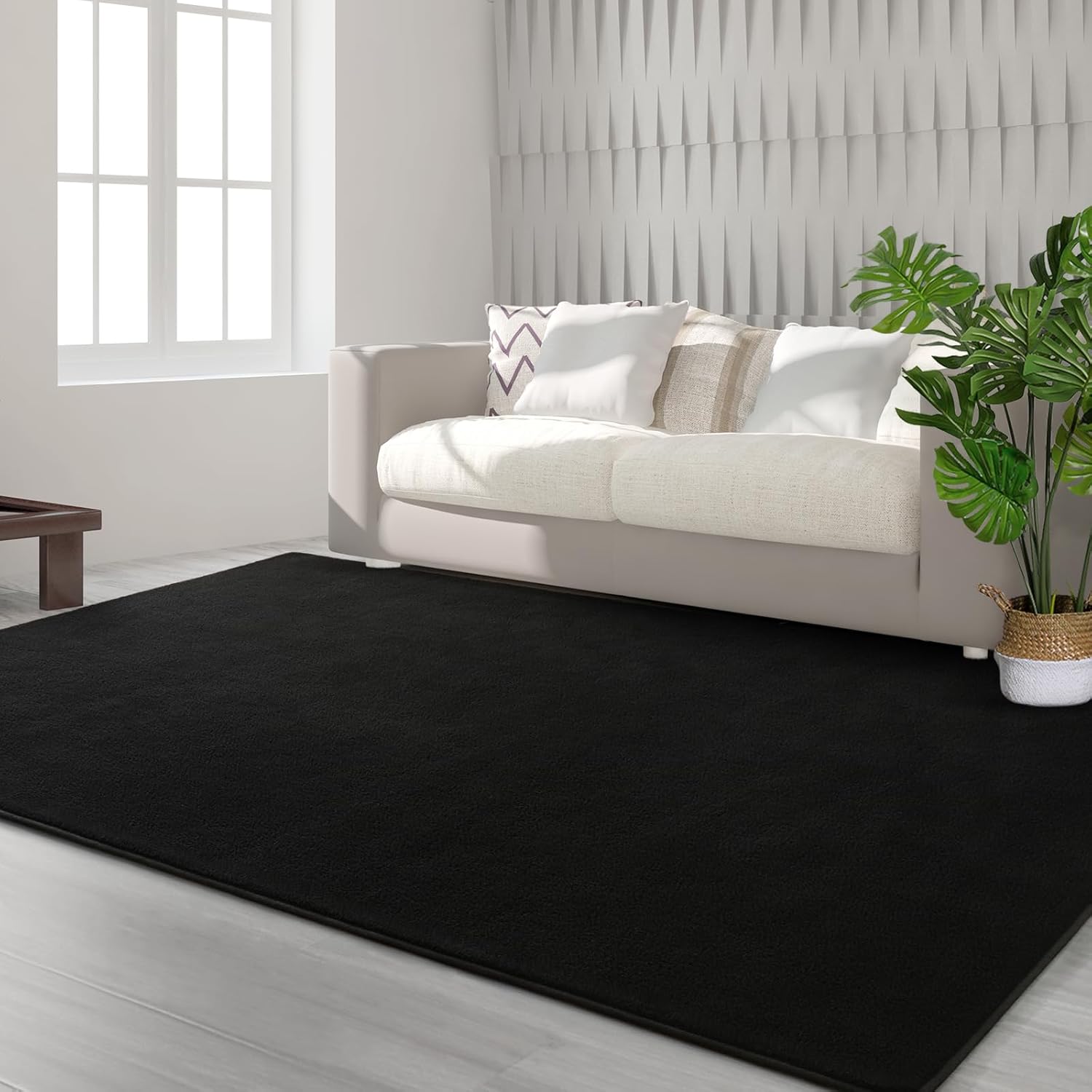 Alfombras de área para dormitorio, sala de estar, 4 x 6, color negro, súper suaves, cómodas, gruesas de espuma viscoelástica, alfombra de interior,