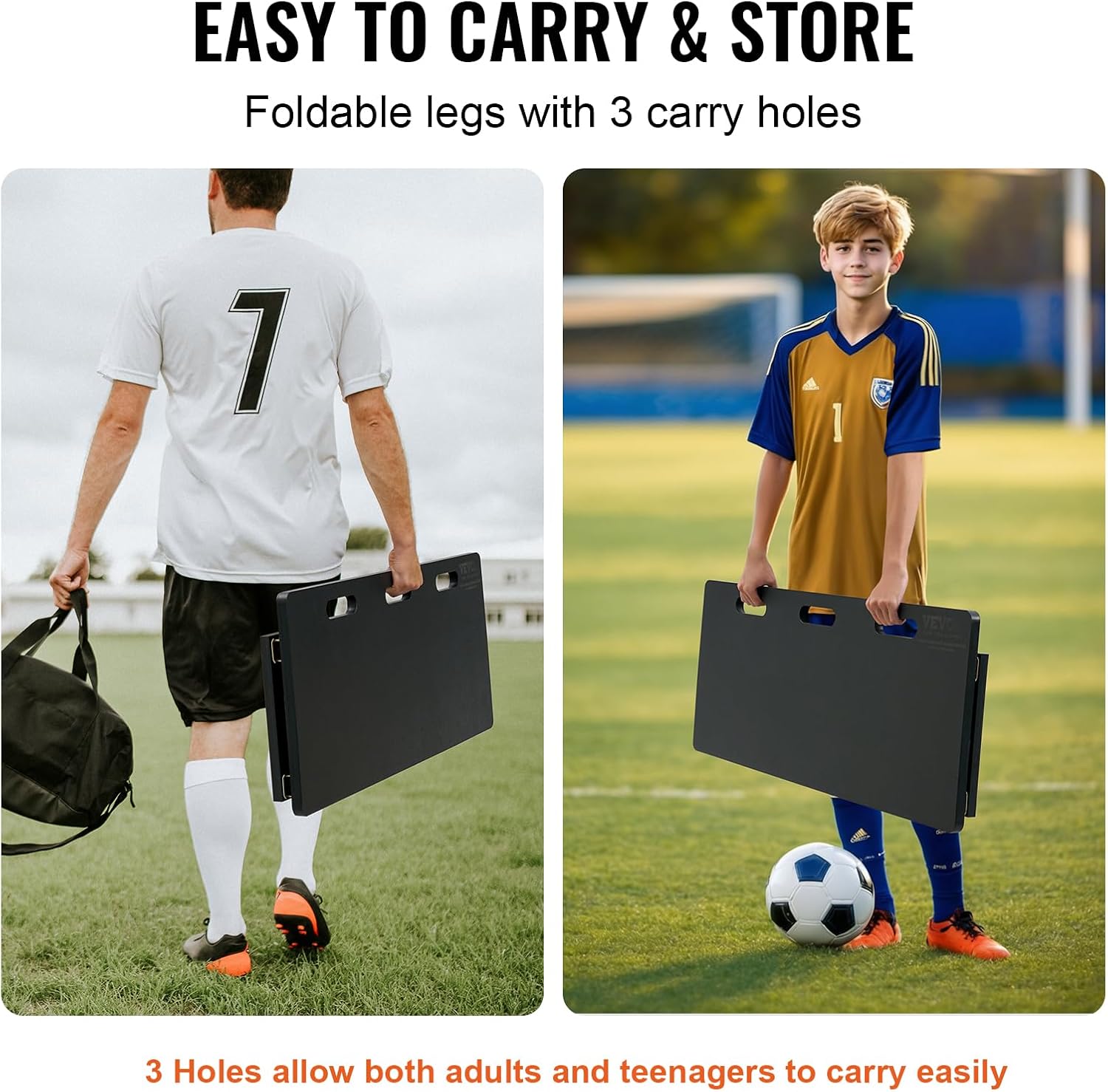 VEVOR40 X16 Portable Soccer Wall with 2 Angles Rebound, Foldable HDPE Kickback Rebound Board, Soccer Training Equipment for Kids and Adults, Passing