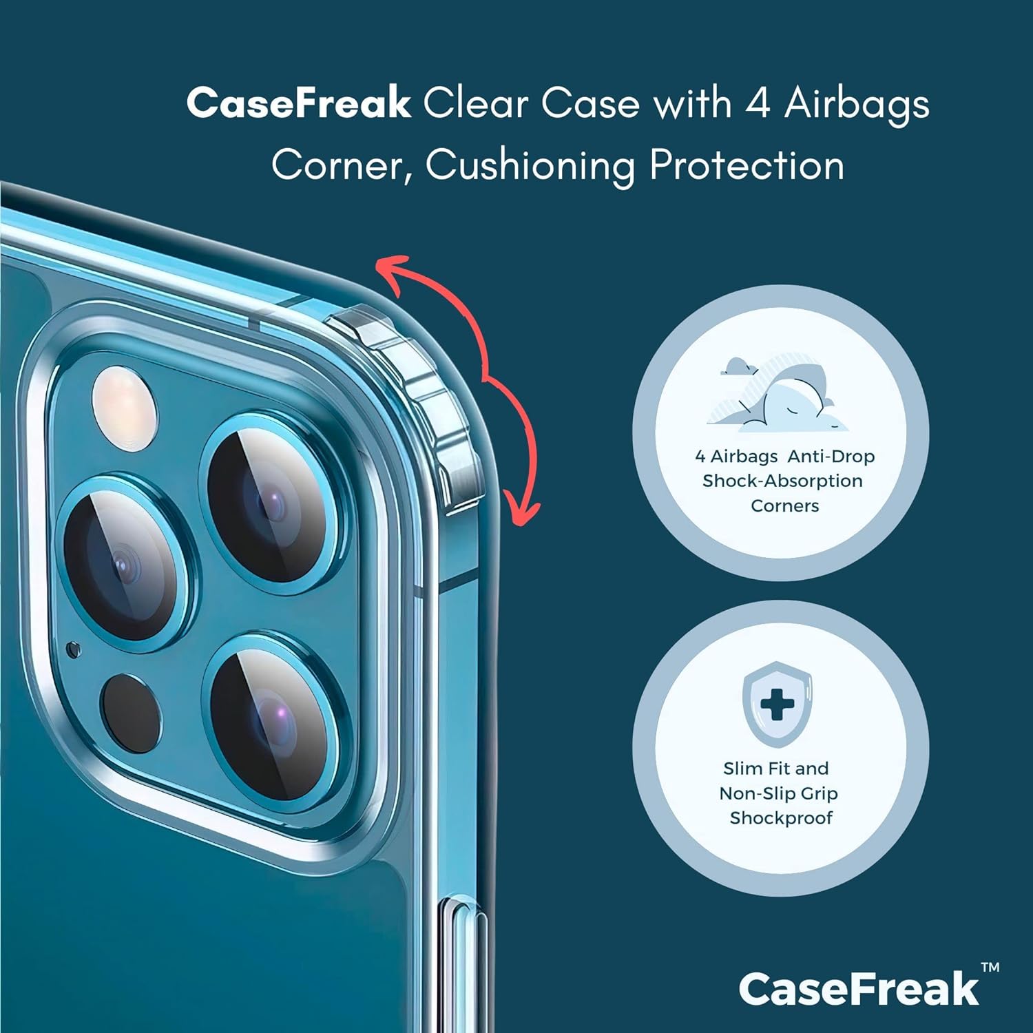 CASEFREAK Funda transparente para iPhone 13 Pro con anillo magnético, compatible con accesorios Mag-Safe, ajuste delgado, antiamarilleo, a prueba de