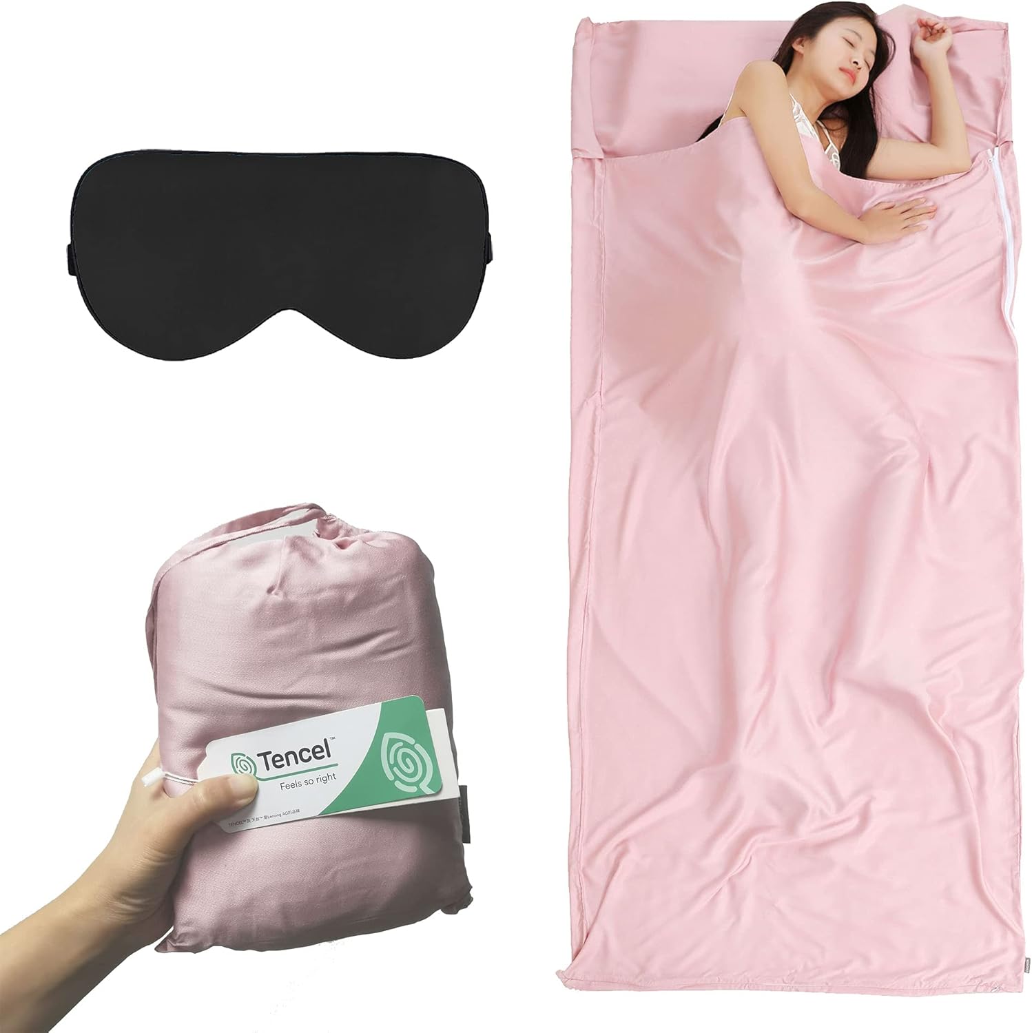 Cozysilk Tencel Lyocell – Forro para saco de dormir con cremallera – 100% austriaco Lenzing AG Tencel – Saco de dormir suave y sedoso para adultos –