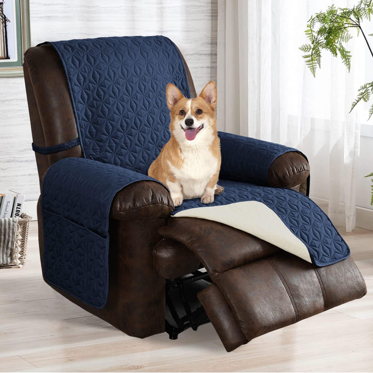 RBSC Home – Cubiertas protectoras para sillón de piel, acolchadas, gruesas, 100 % impermeables y lo suficientemente largas para cubrir la parte del