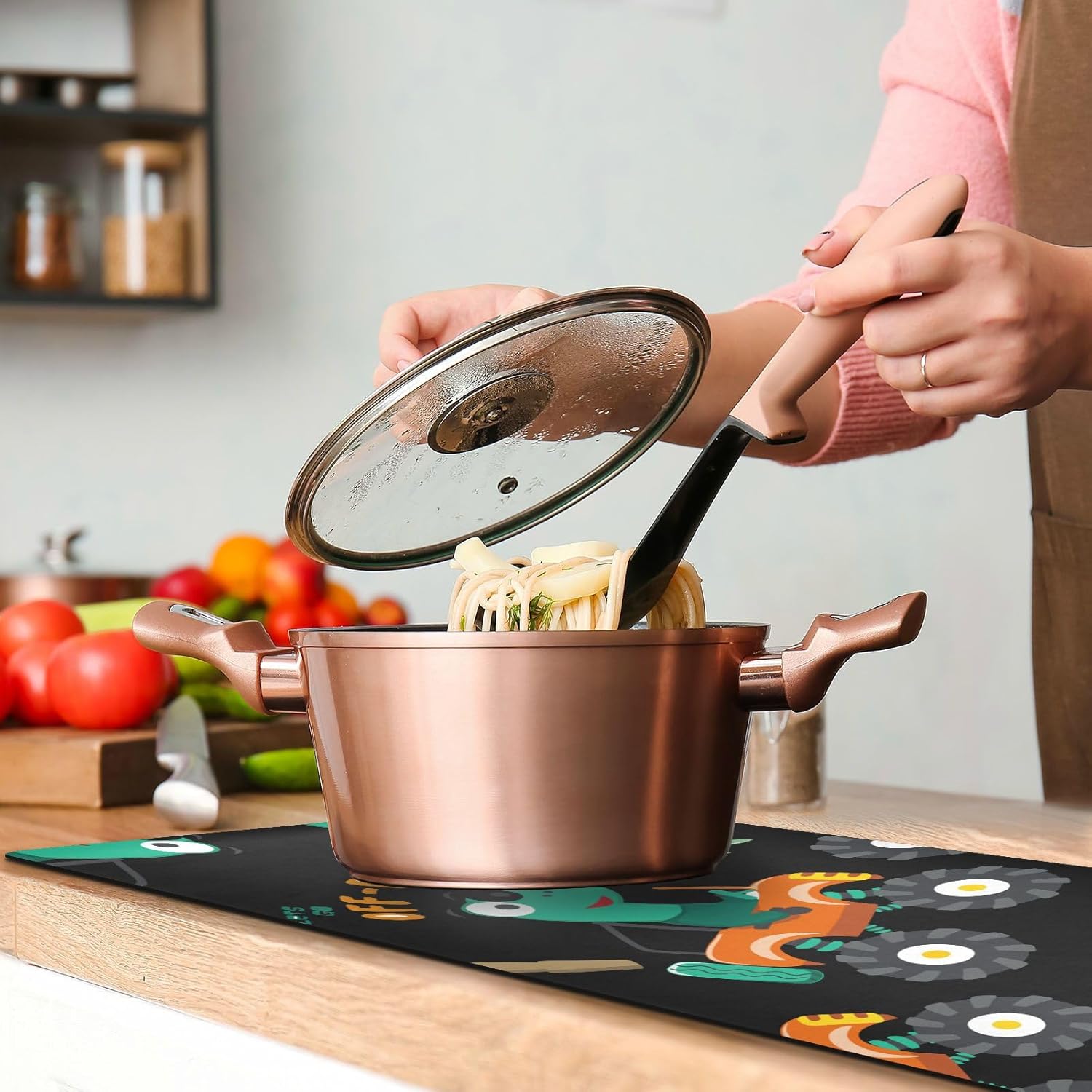 Lindos salvamanteles de camino de mesa para platos calientes, soportes resistentes al calor y tapete impermeable de cocina para platos calientes,