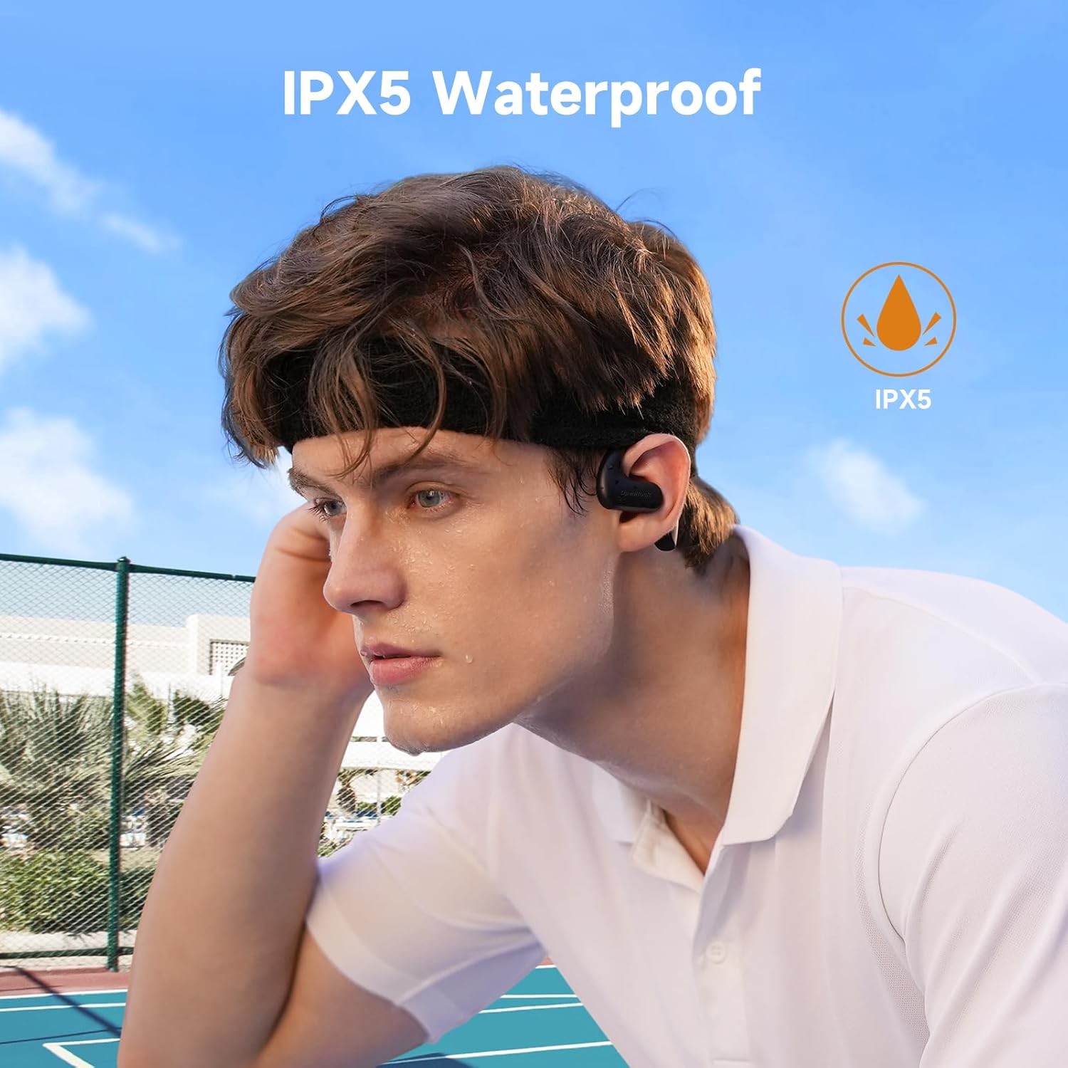 OpenRock S Auriculares de conducción de aire de oreja abierta, Bluetooth 5.3 inalámbricos sobre la oreja, tiempo de reproducción de 60 horas, graves