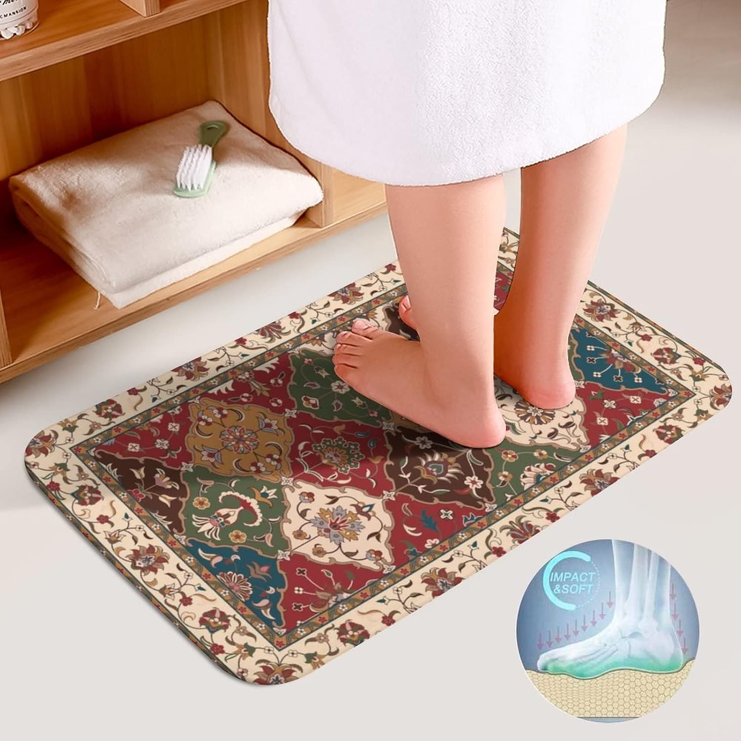 Juego de tapetes de baño de 3 piezas, diseño tribal persa, suave, cómodo, antideslizante, más fácil de secar para tapetes de piso de 15.7 x 23.6