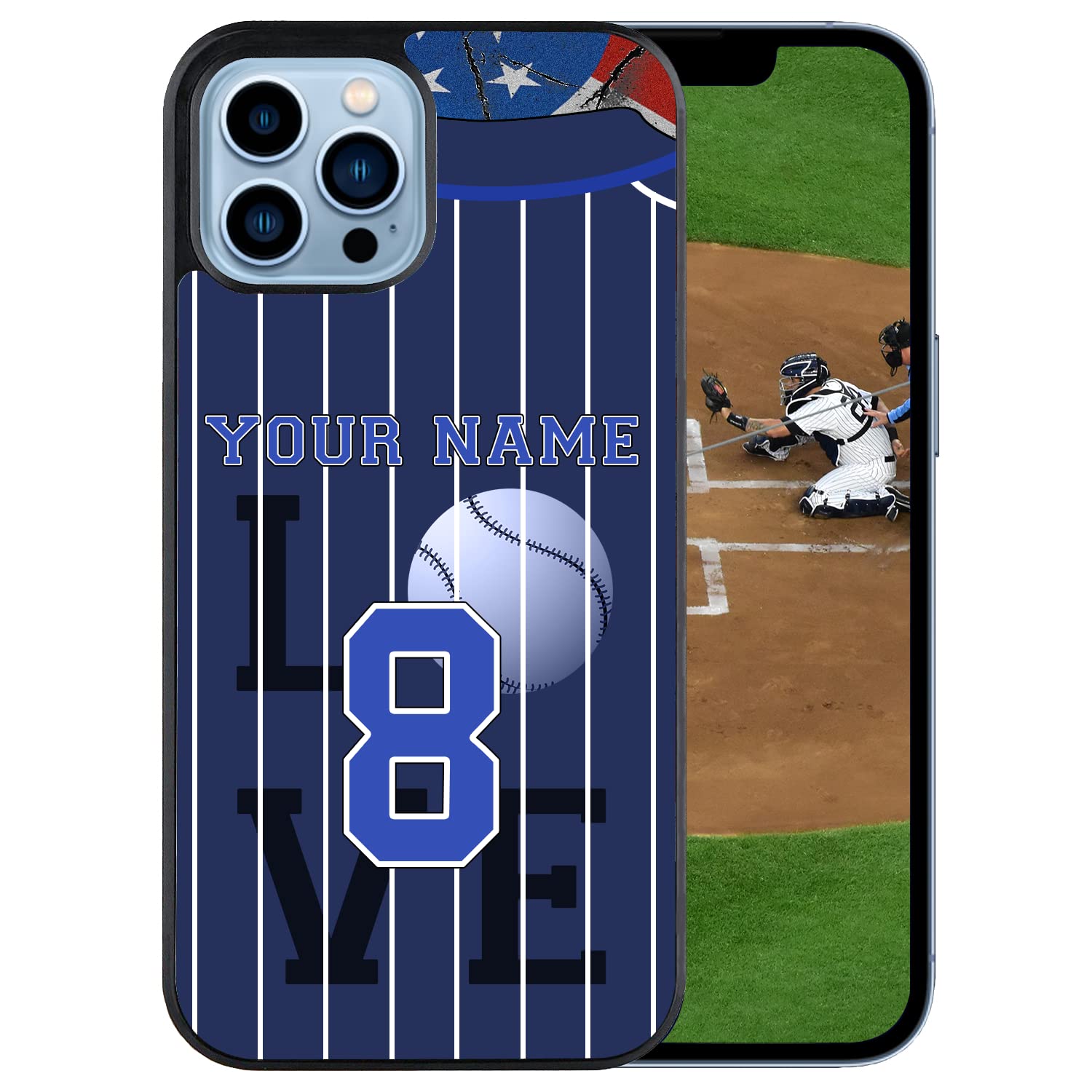 Personalized Name Number Custom BaseballSoftball Jersey America Flag Design Rubber Cover Phone Case for Samsung Galaxy A53