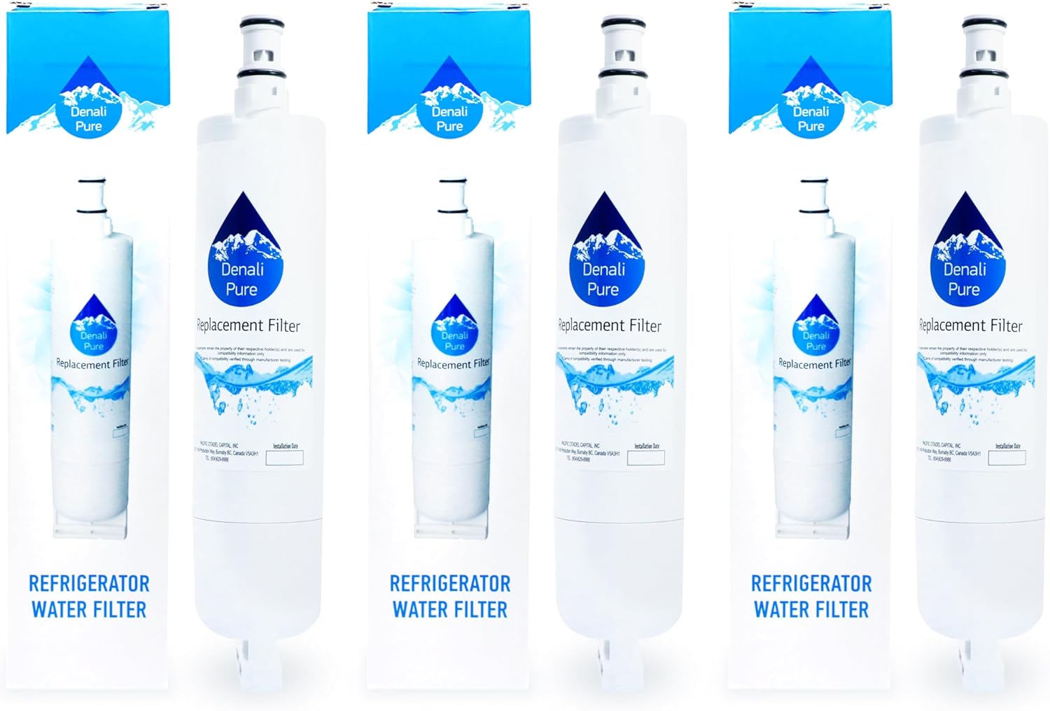 Paquete de 3 filtros de agua de repuesto para refrigerador Whirlpool GD5SHAXLB02, compatible con cartucho de filtro de agua para refrigerador