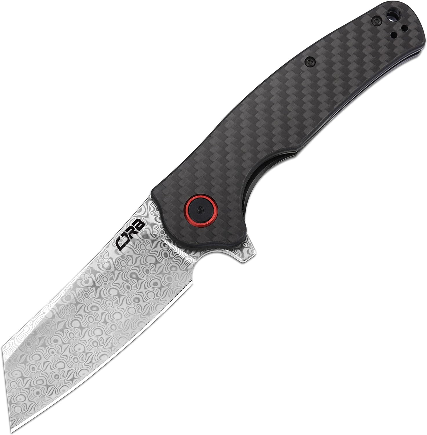 CJRB CUTLERY Cuchillo plegable Crag (J1904) Rose Damasco Hoja de acero Mango de fibra de carbono Cuchillo de bolsillo EDC