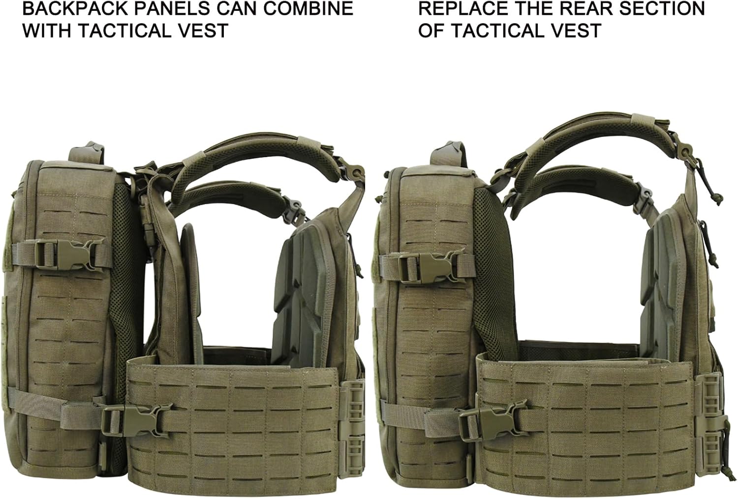 Mythfinder Mochila al aire libre del bolso, paquete de Molle combinado con el chaleco para las aventuras al aire libre, Verde (Ranger Green),