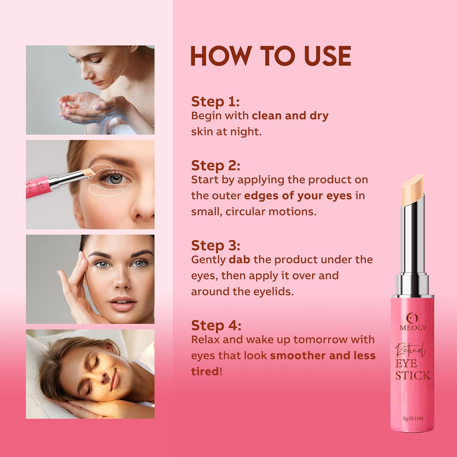 Removedor instantáneo de bolsas de ojos, crema de ojos de retinol para ojeras, barra iluminadora debajo de los ojos, crema antienvejecimiento, crema