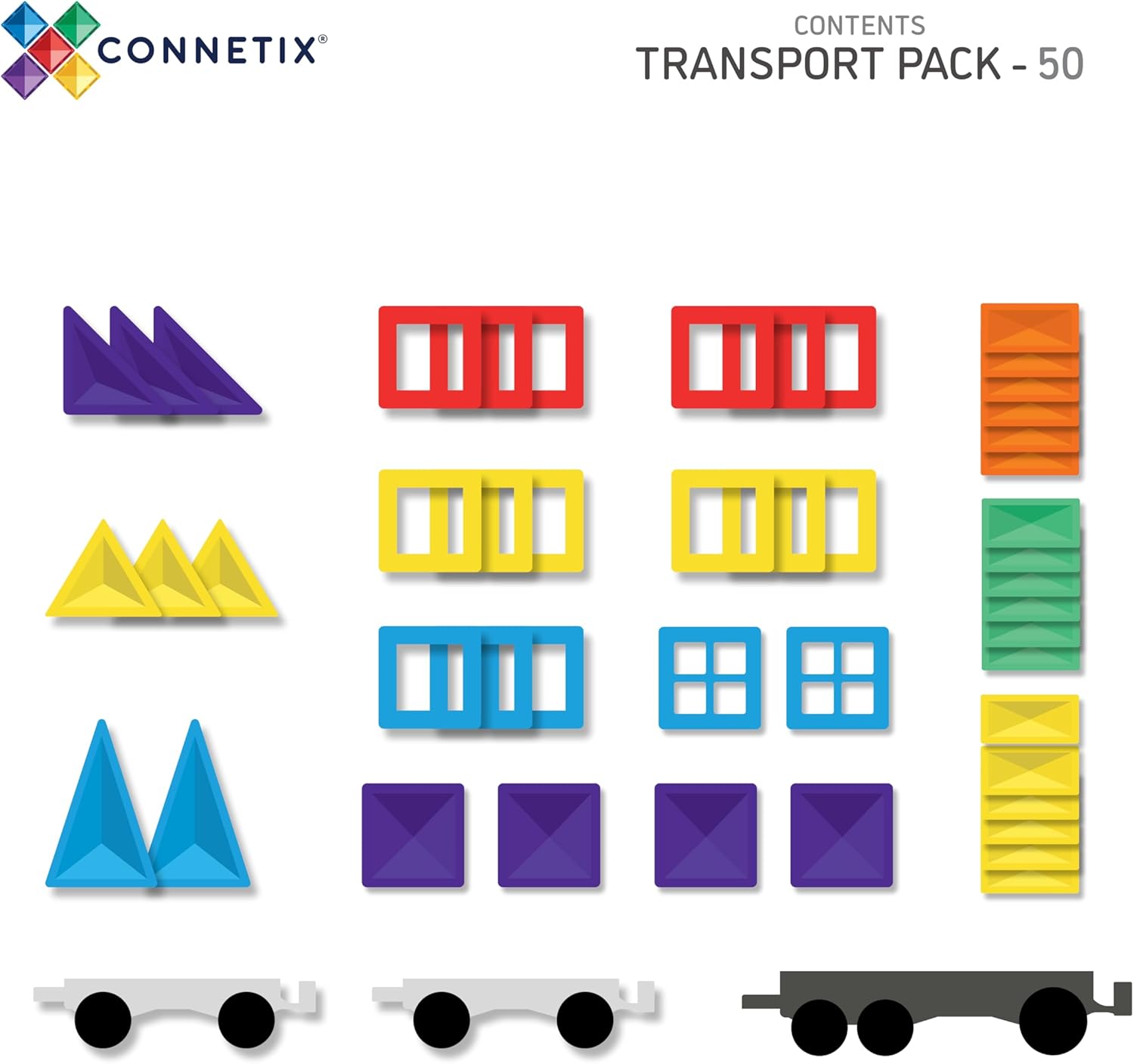 Connetix Paquete de transporte arcoíris, 50 piezas