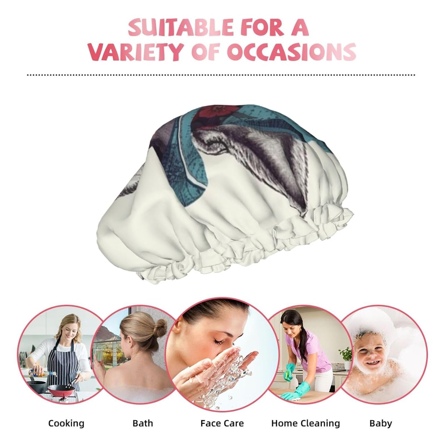 Gorro de ducha reutilizable para mujer, de pelo largo, doble capa, impermeable, para chihuahua, sombrero de ducha elástico, protector de pelo para