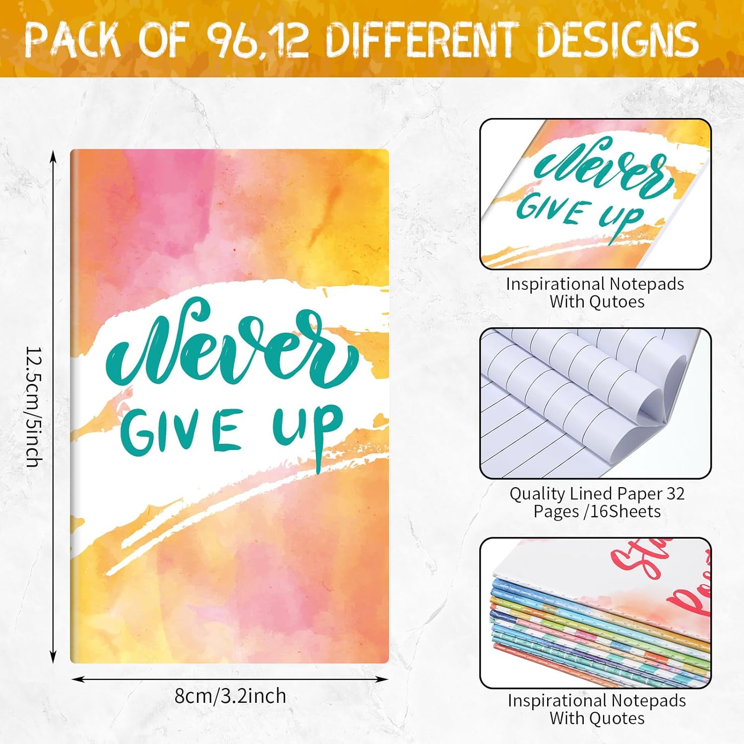 Pasimy – Bloc de notas inspirador, mini cuaderno motivacional a granel, pequeño diario de bolsillo colorido, bloc de notas con citas inspiradoras