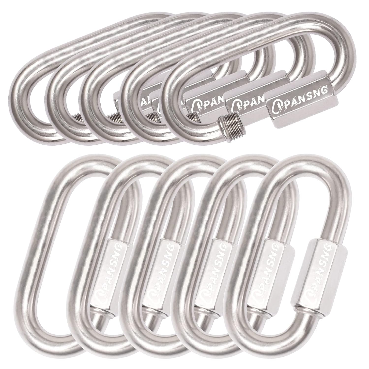10 cadenas de acero inoxidable 14, eslabones rápidos M6, tornillo ovalado, mosquetón de bloqueo de 2000 libras, conector de enlace de cuerda para